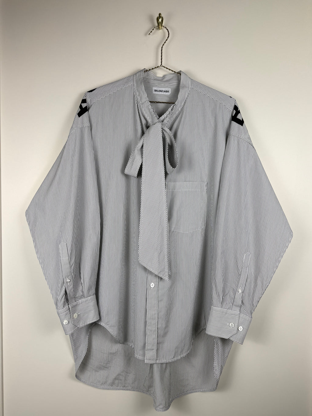Balenciaga Oversized Striped Cotton Shirt White Blue Sz. 34 DE (36 FR)