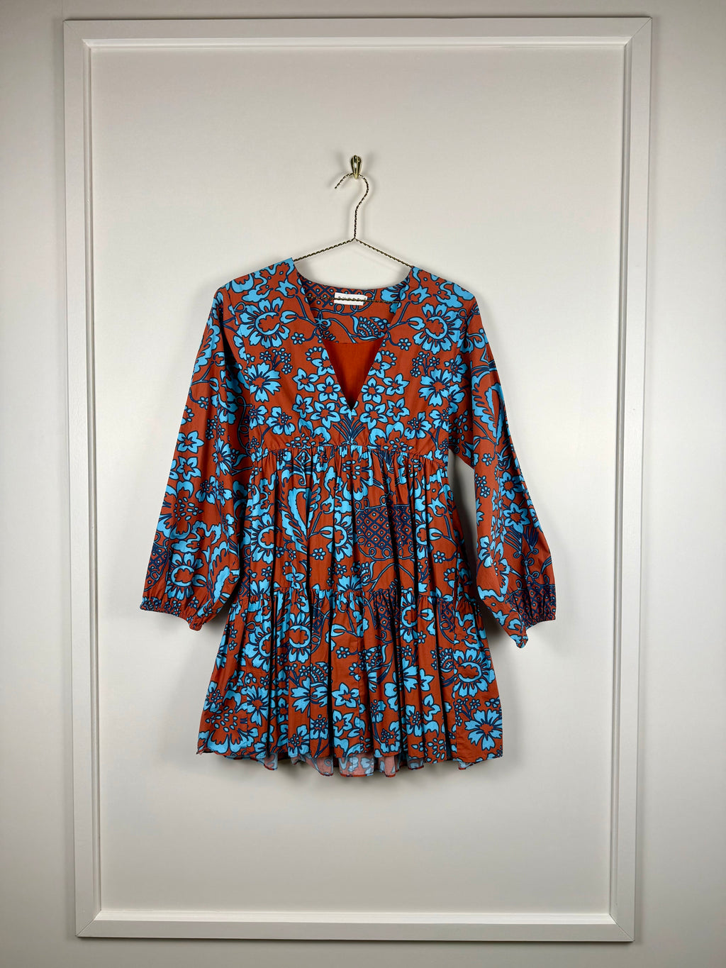 Rhode Dress Terracotta Light Blue Sz. XS
