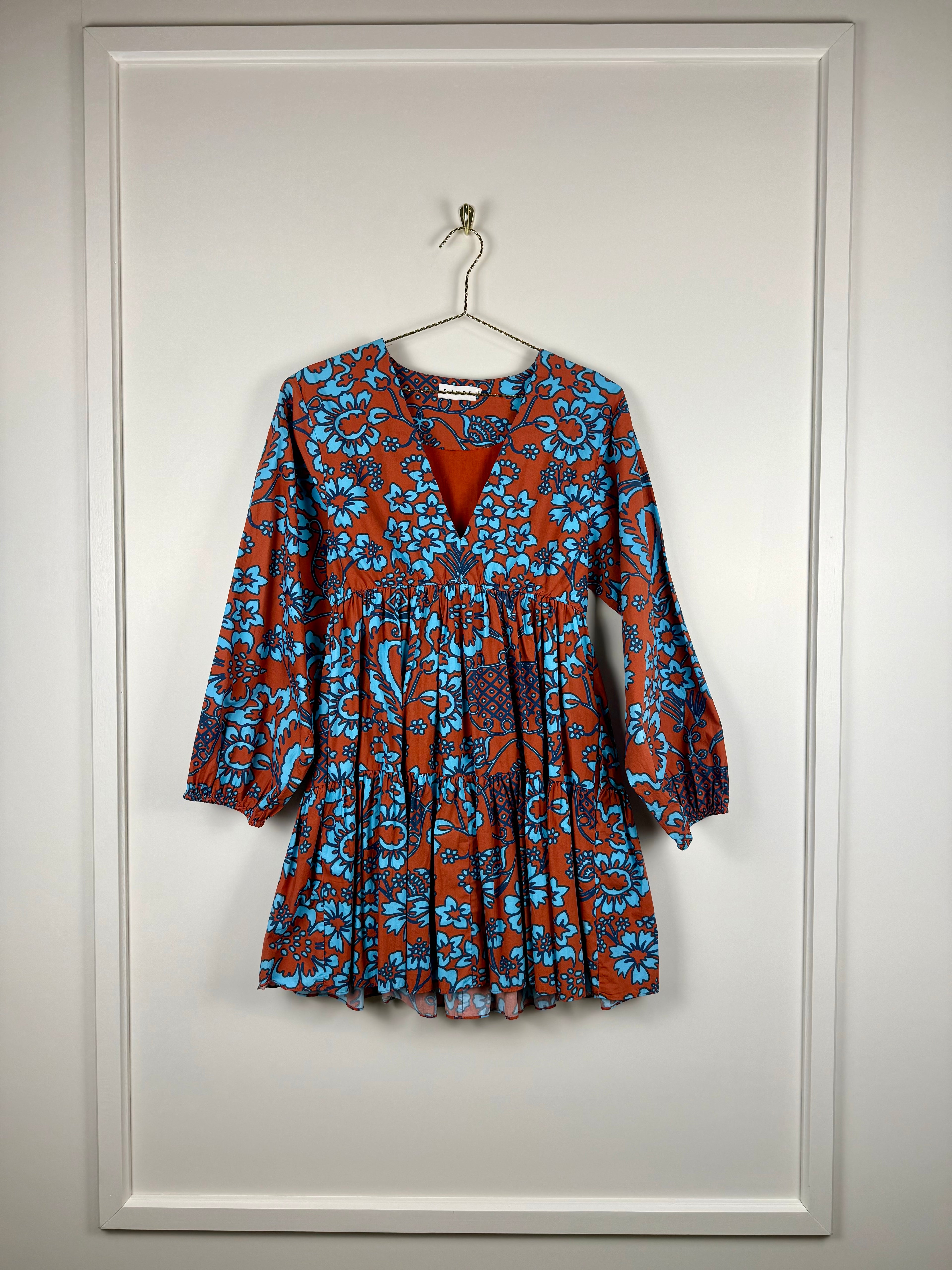 Rhode Dress Terracotta Light Blue Sz. XS