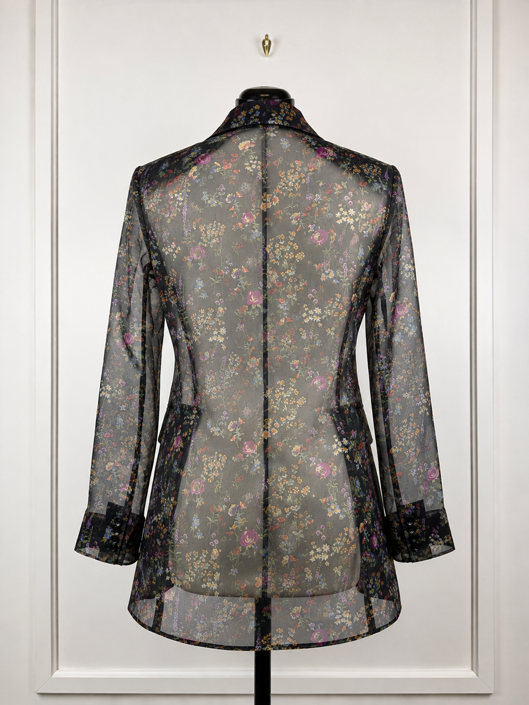 Max Mara Jabot Silk Organza Jacket Black Multi Sz. 40 DE (44 IT)