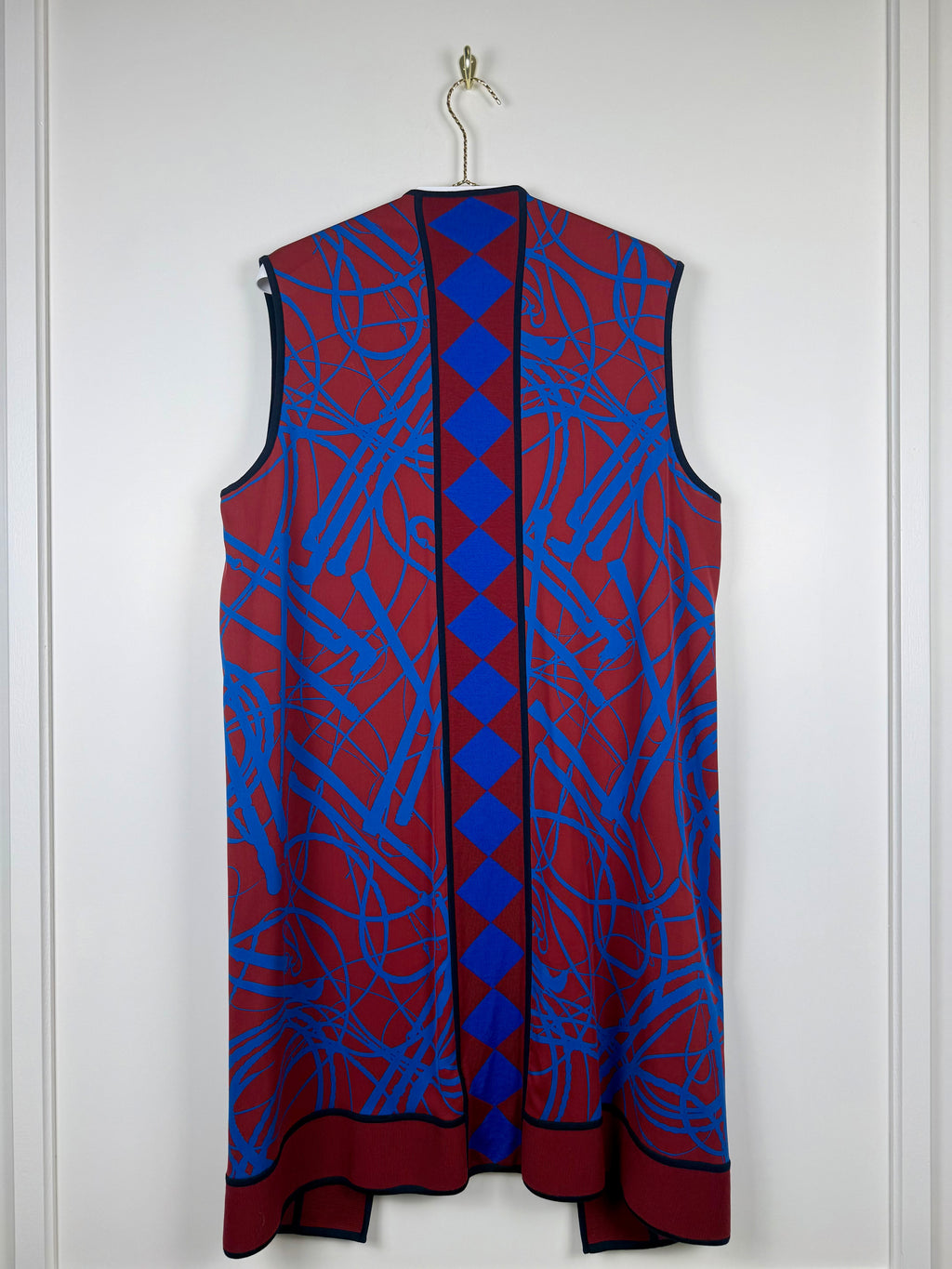 Hermès Long Silk Mix Vest Bordeaux Blue Sz. 36 DE (38 FR)