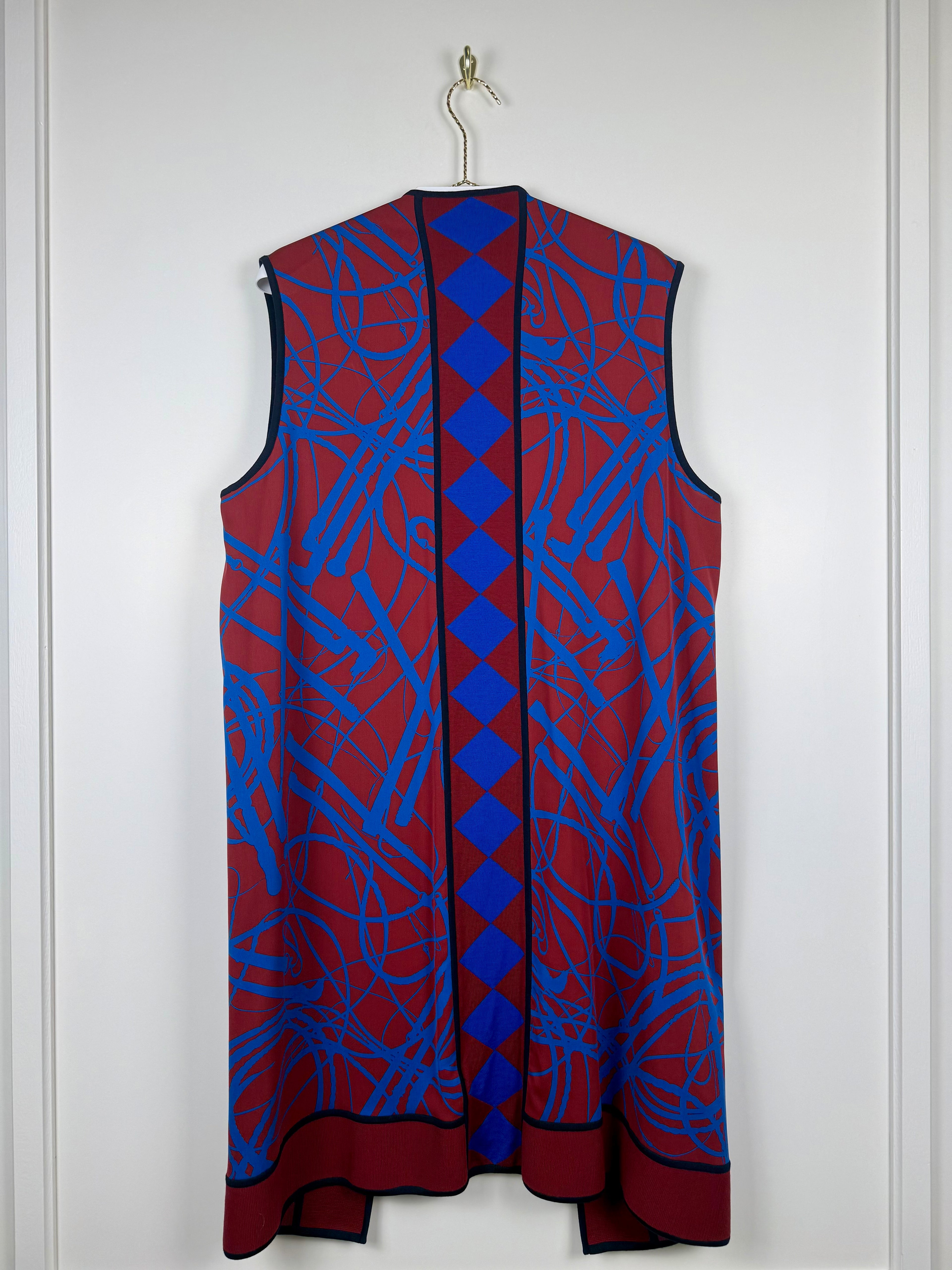 Hermès Long Silk Mix Vest Bordeaux Blue Sz. 36 DE (38 FR)