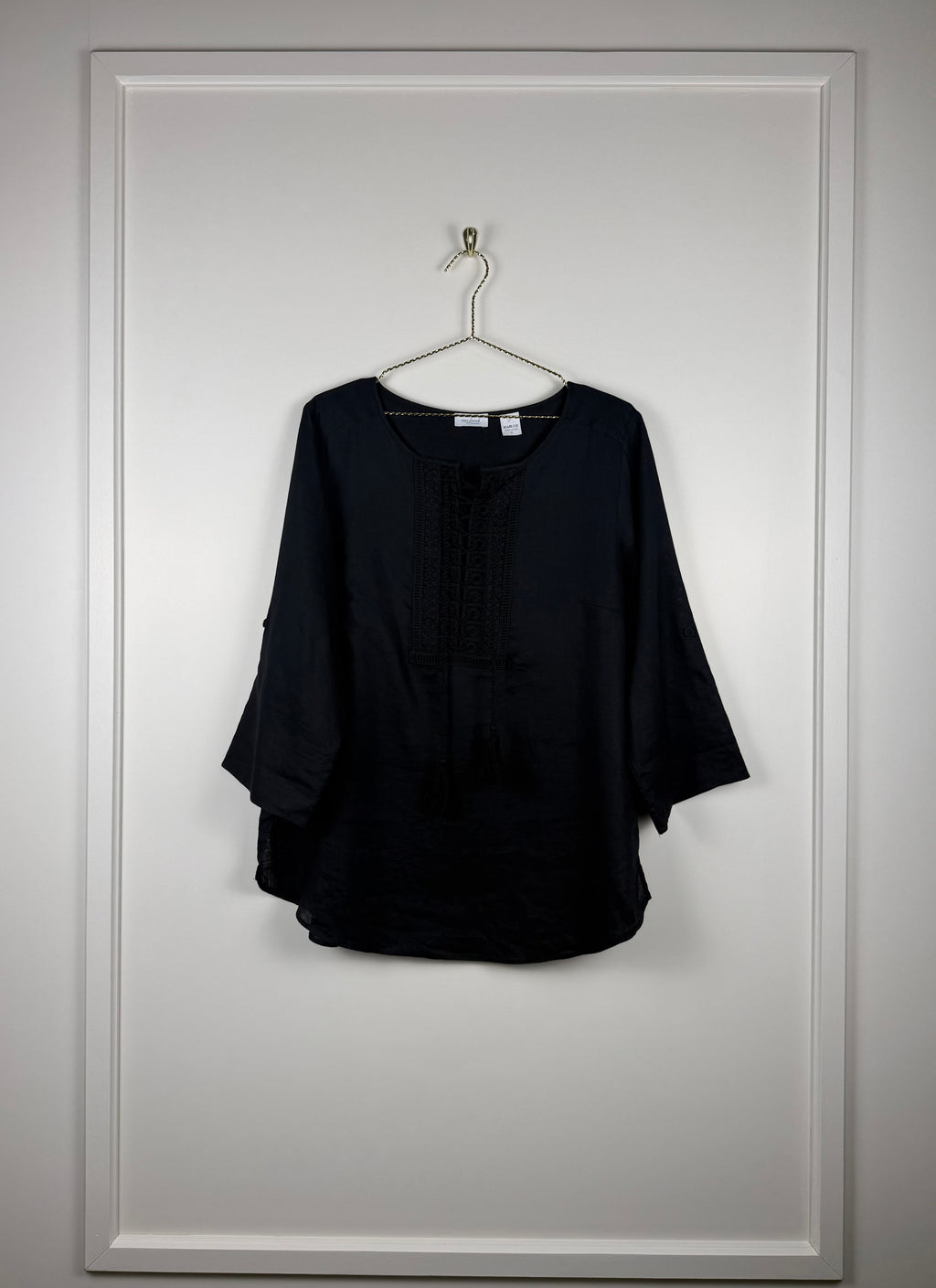 Van Laack Linen Blouse Black Sz. 42 DE