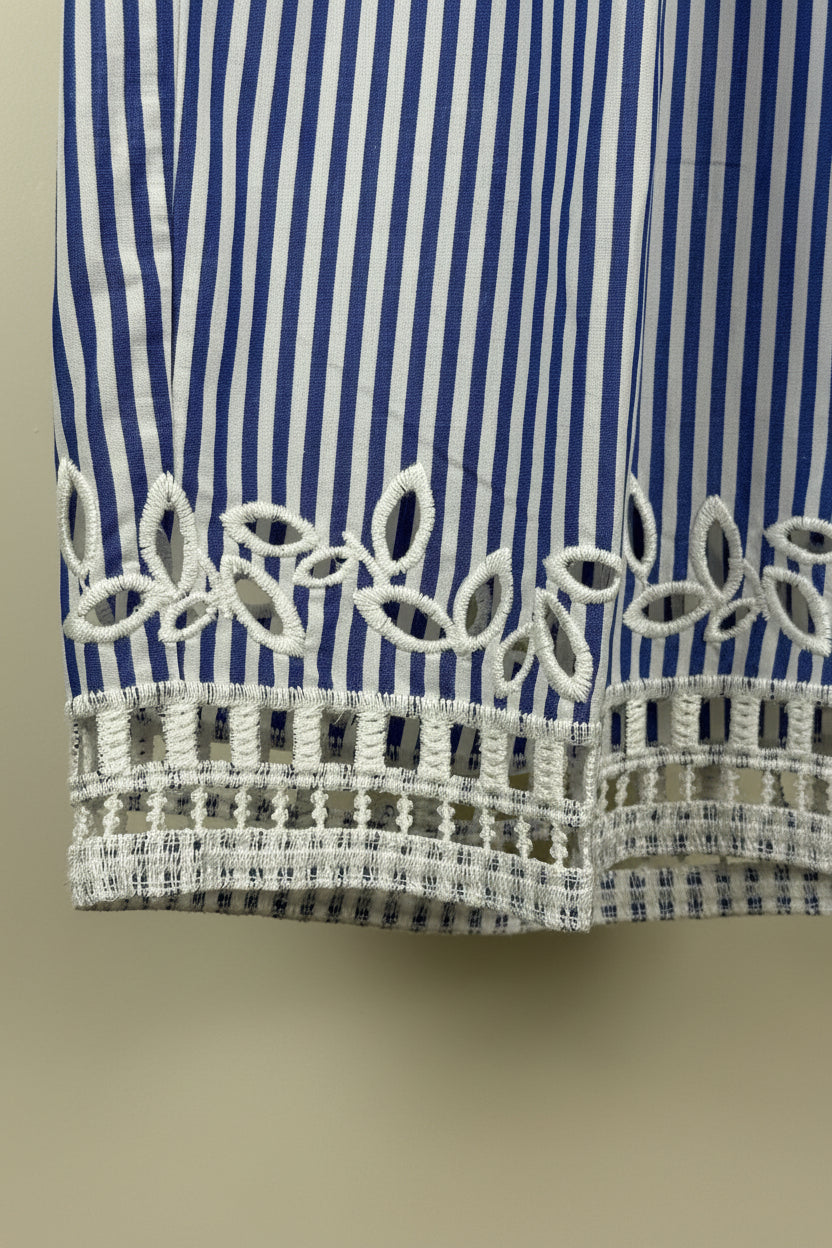 Ermanno Scervino Striped Cotton Pants Blue White Sz. 36 DE