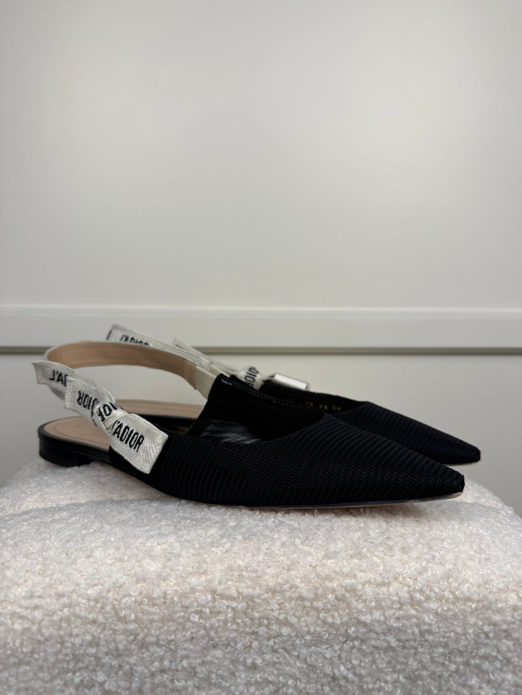 Christian Dior J'Adior Slingback Flats Black Sz. 39 EU
