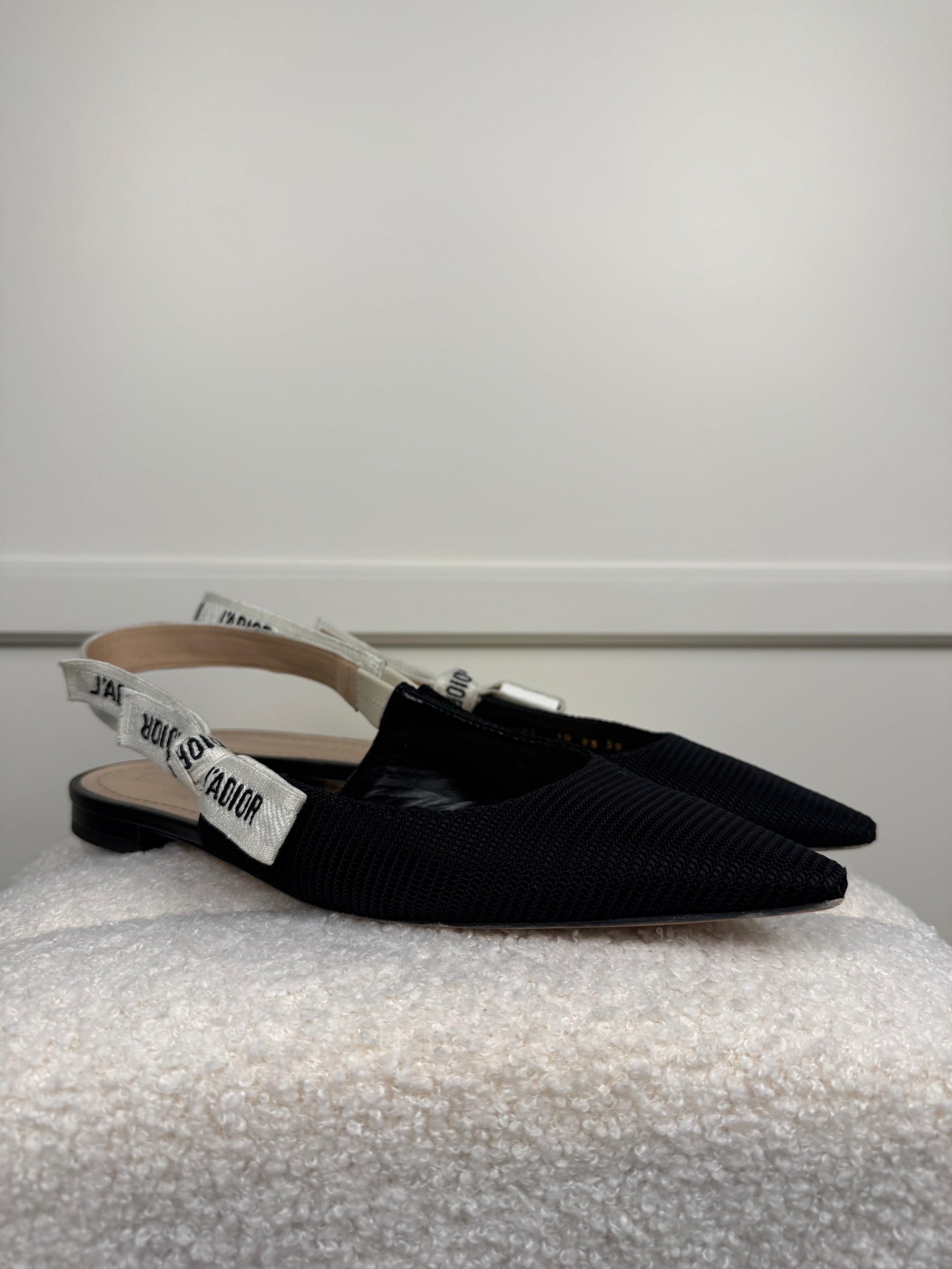 Christian Dior J'Adior Slingback Flats Black Sz. 39 EU