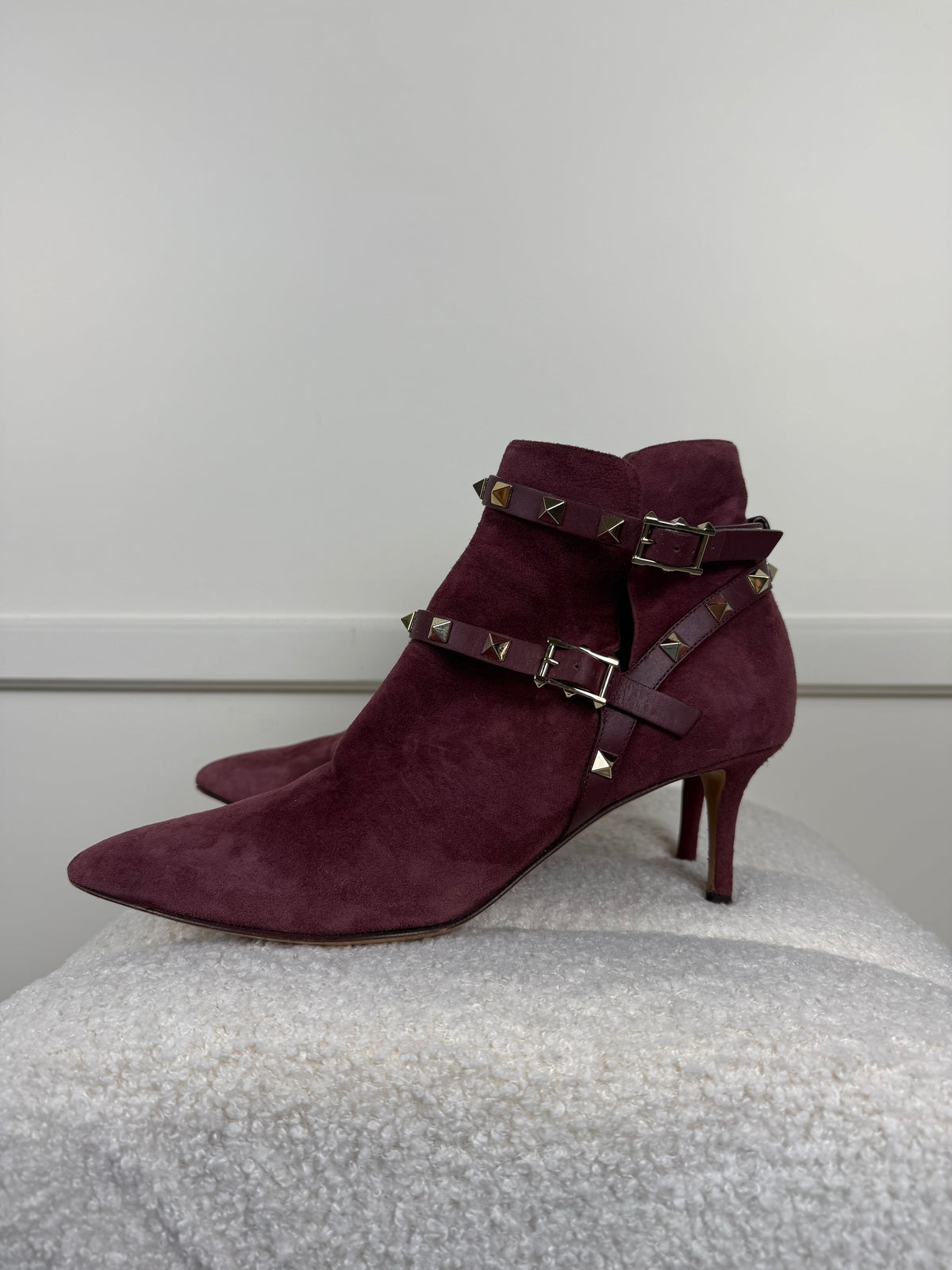 Valentino Boots aus Velours Leder – Aubergine – Gr. 37.5 EU