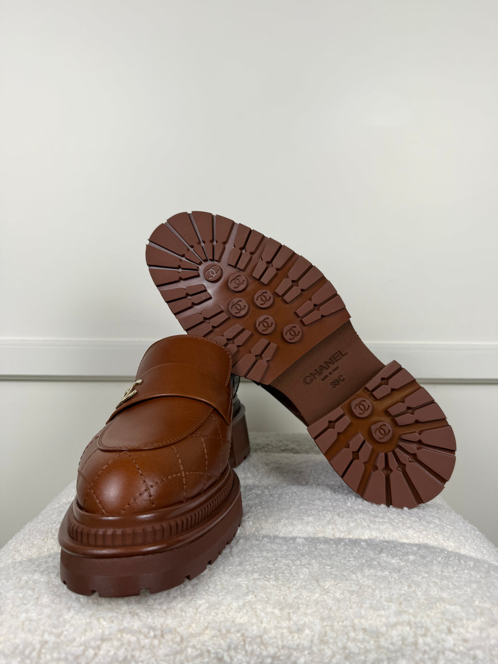 Chanel Loafers aus Leder – Cognac – Gr. 39 EU