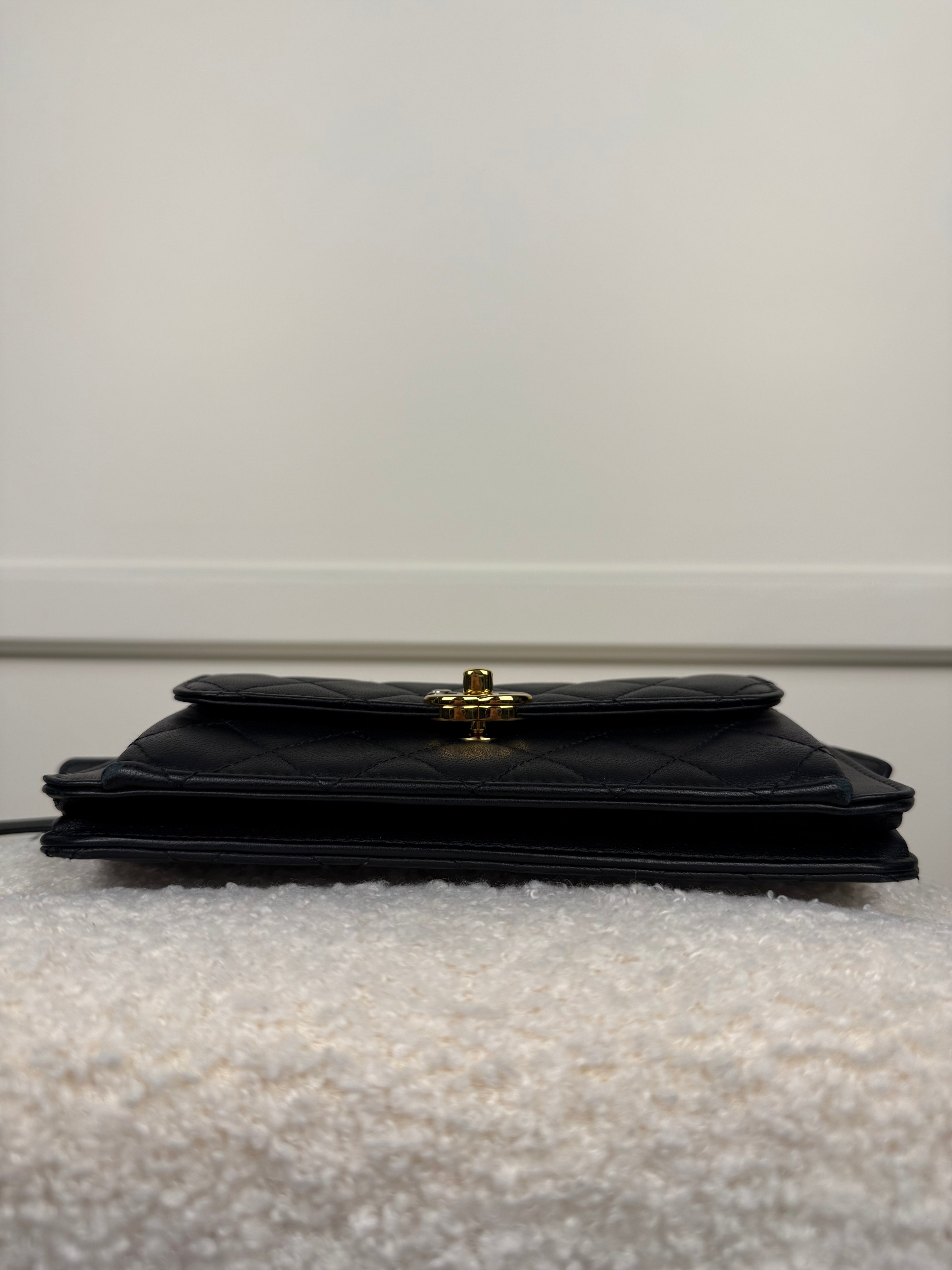 Chanel Quilted Lambskin Clutch Black