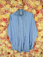 Valentino Oversized Striped Cotton Shirt Light Blue White Sz. 38 DE (42 IT)