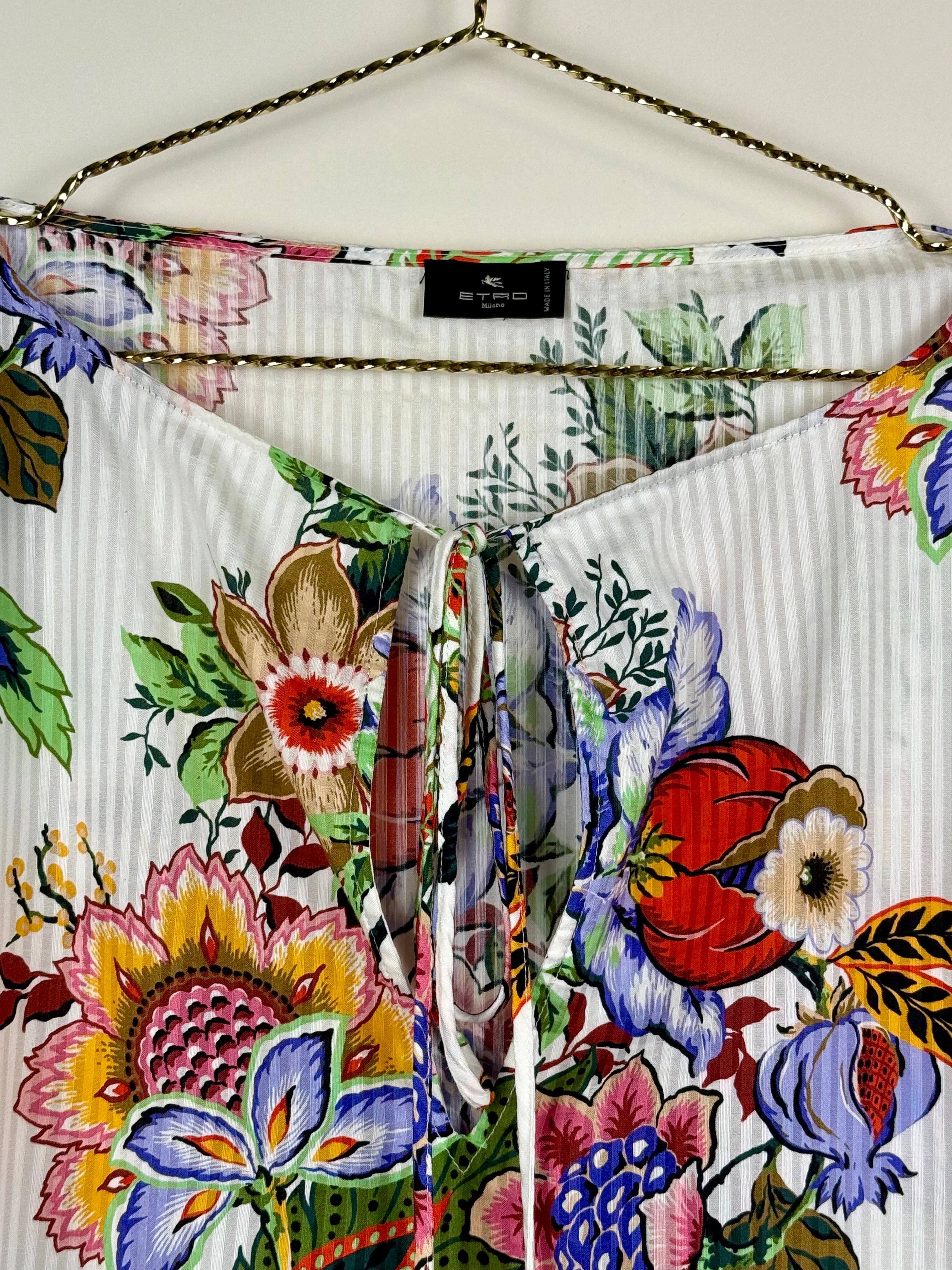 Etro Oversized Cotton Silk Blouse White Multi Sz. 38 DE (42 IT)