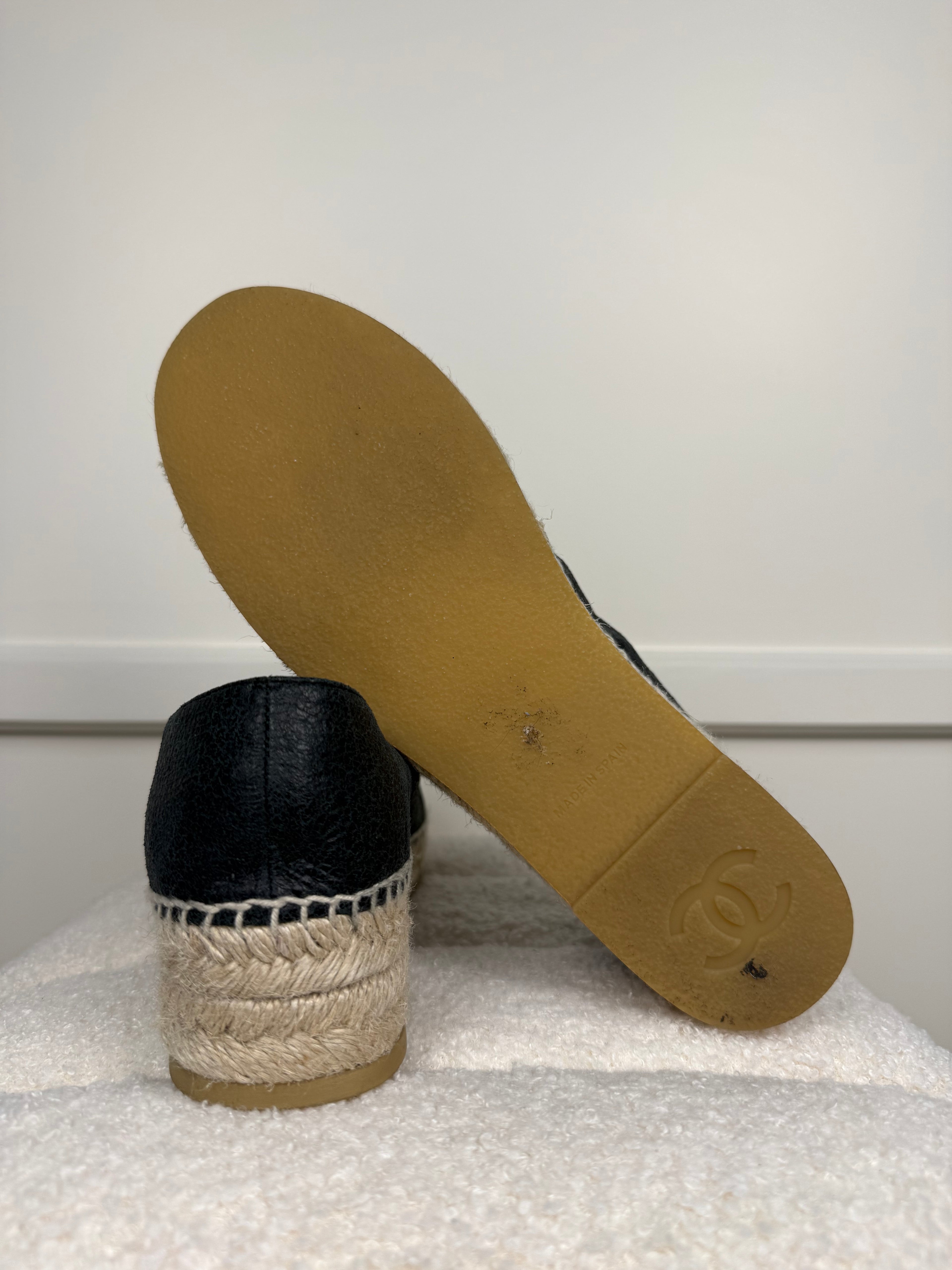 Chanel Lace-Up Espadrilles Black Sz. 40 EU