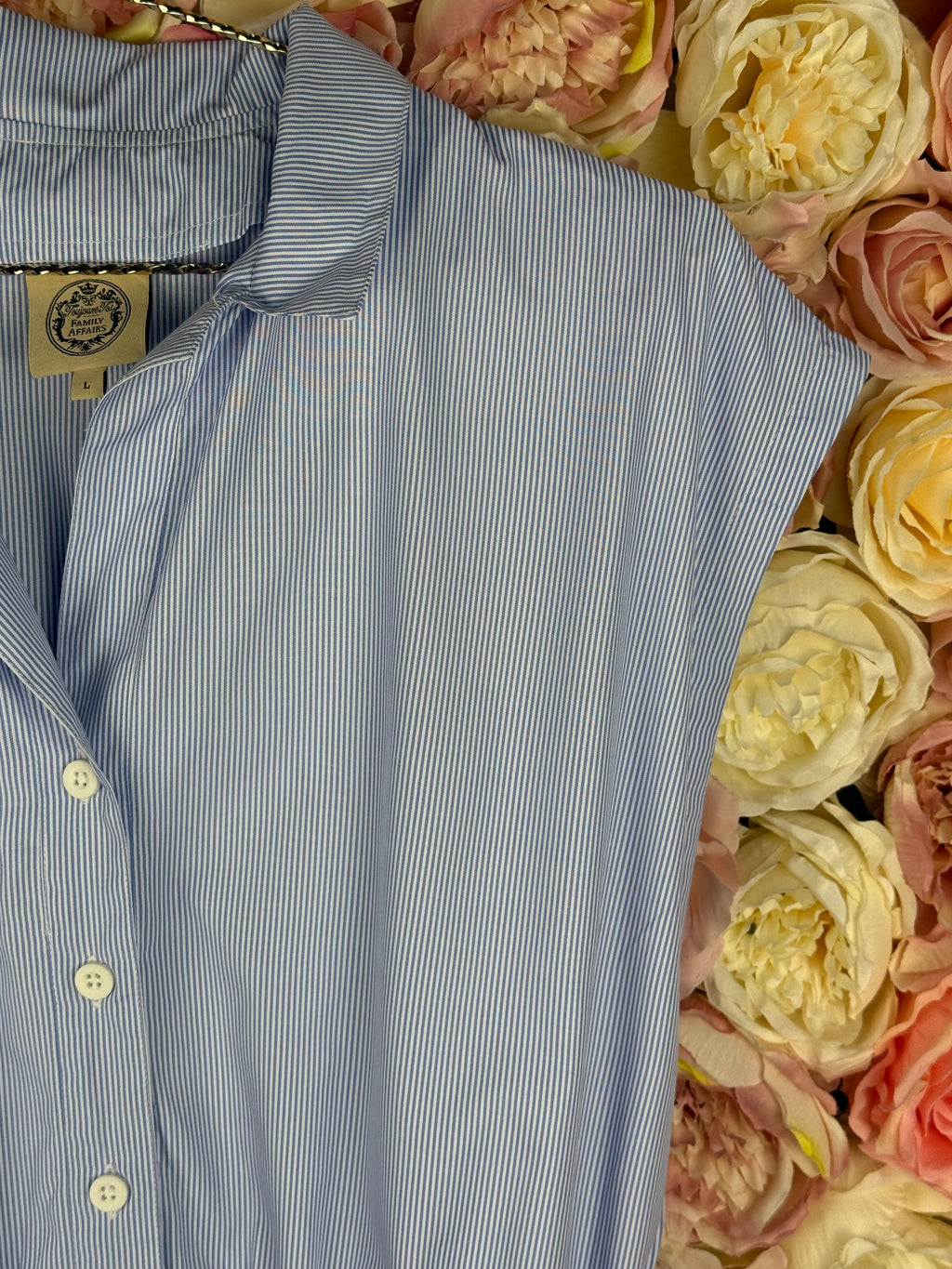 Family Affairs Dress Blue White Sz. L