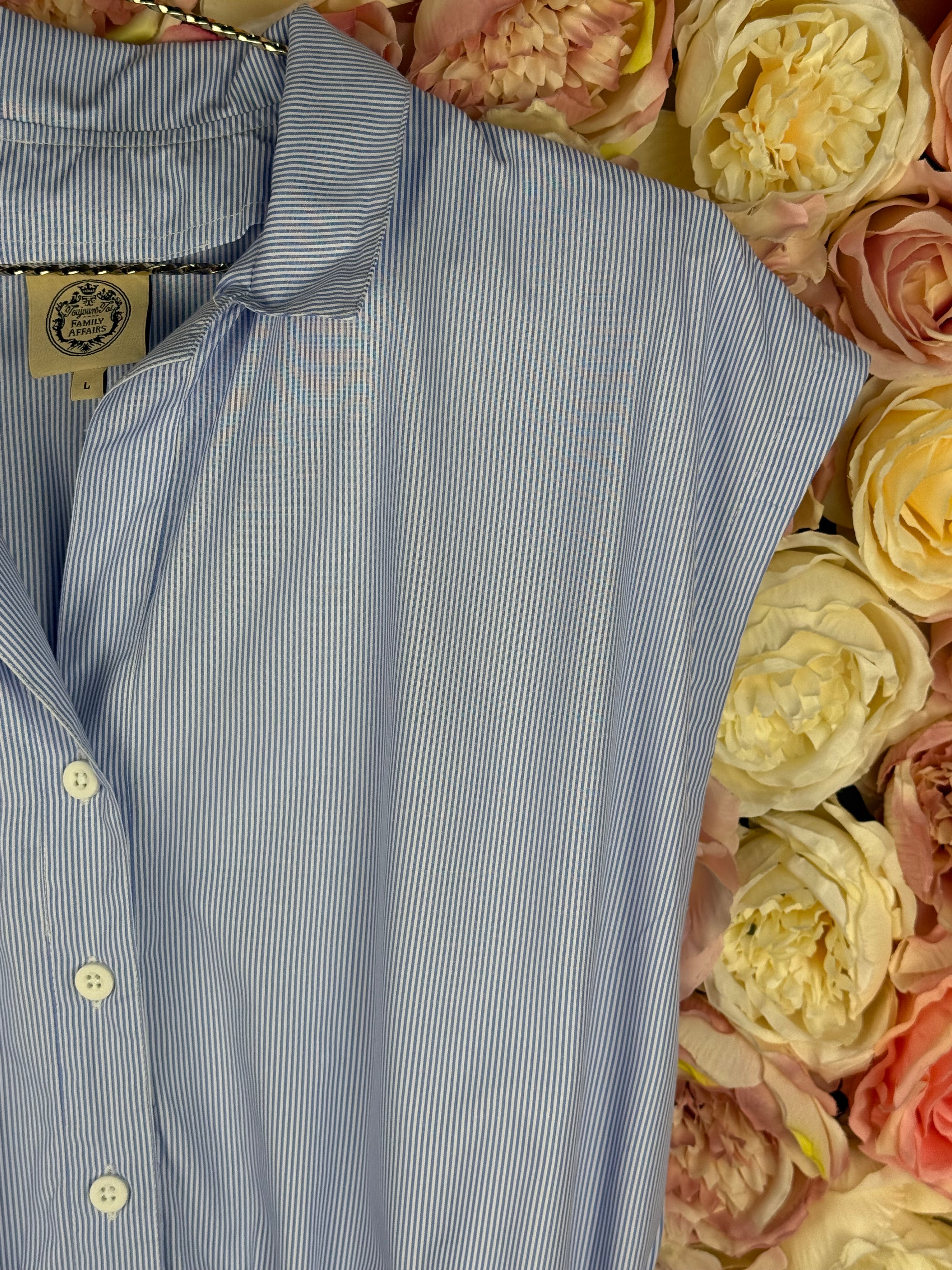 Family Affairs Dress Blue White Sz. L