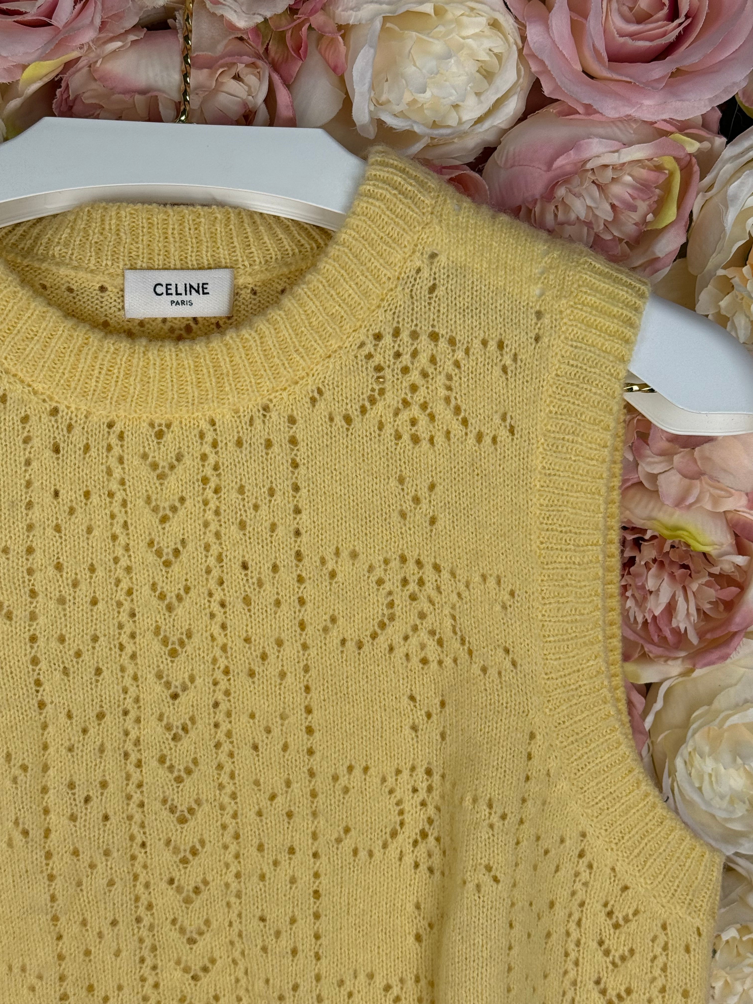Celine Wool Sweater Vest Yellow Sz. M