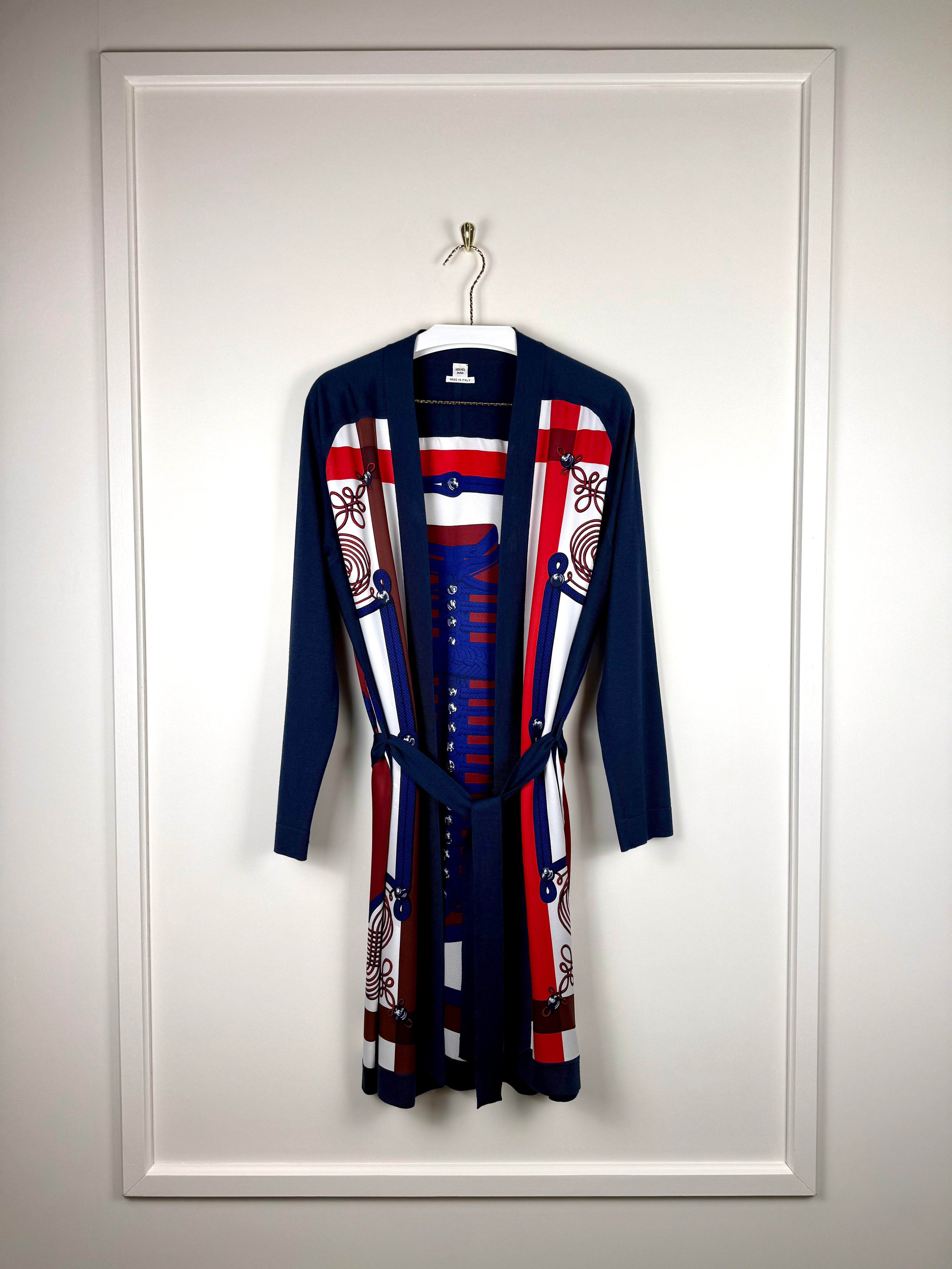 Hermès Silk Cashmere Cardigan Blue Multi Sz. 40 DE (42 FR)
