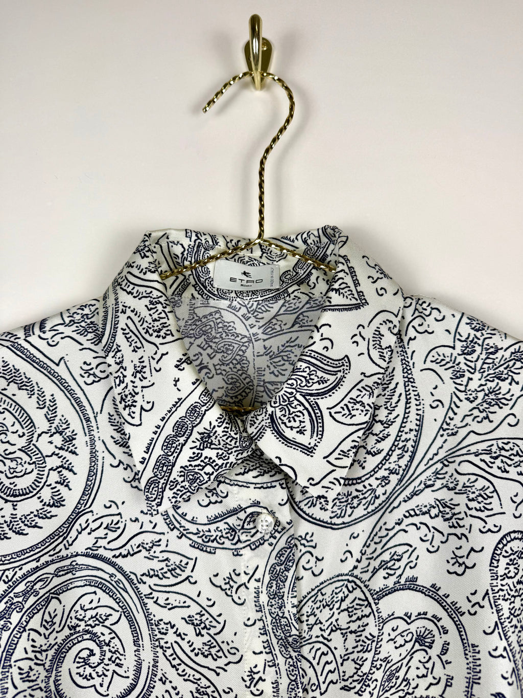 Etro Paisley Silk Blouse White Blue Sz. 40 DE (44 IT)