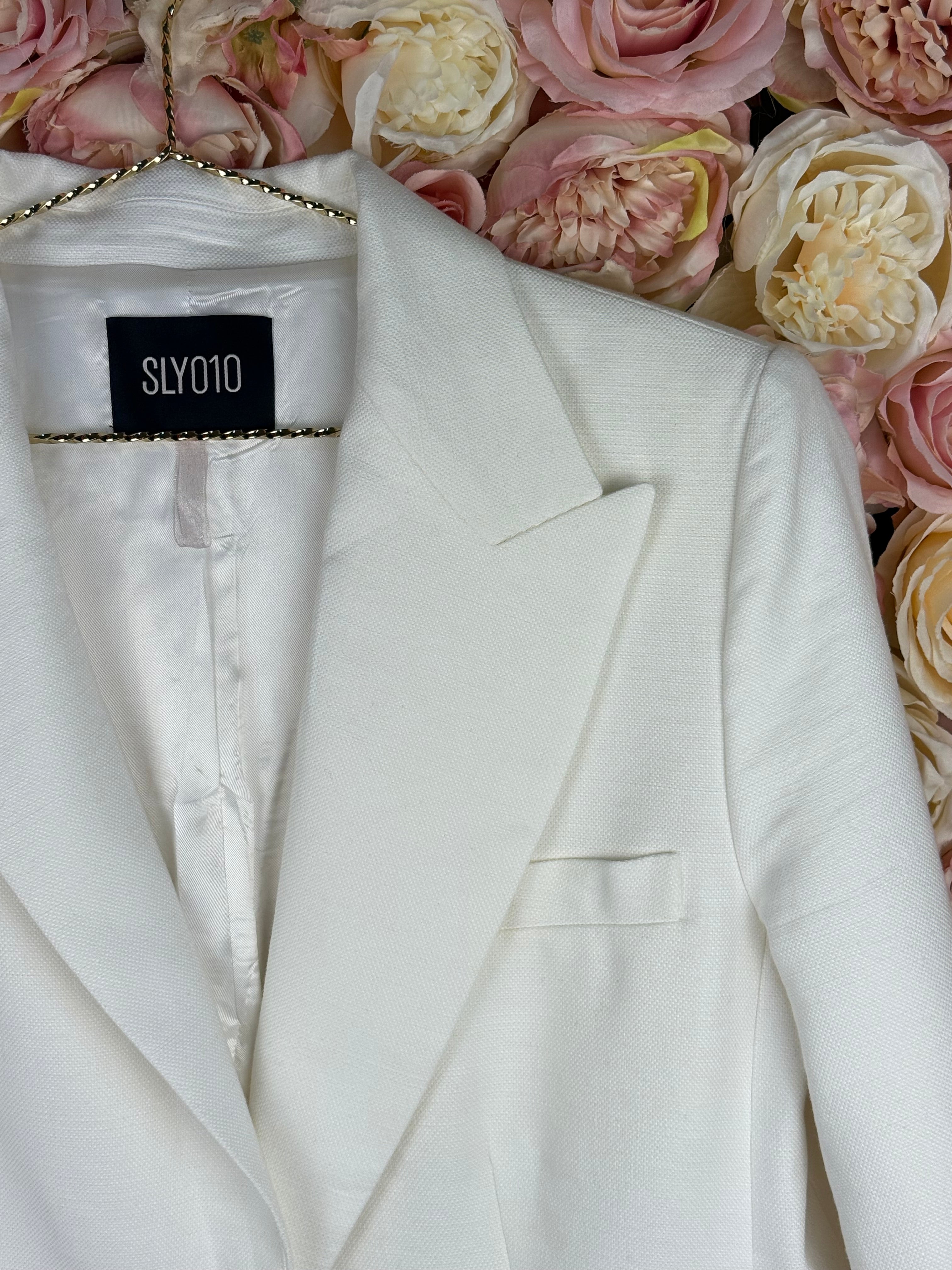 Sly010 Cotton Linen Blazer White Sz. 42 DE (44 FR)
