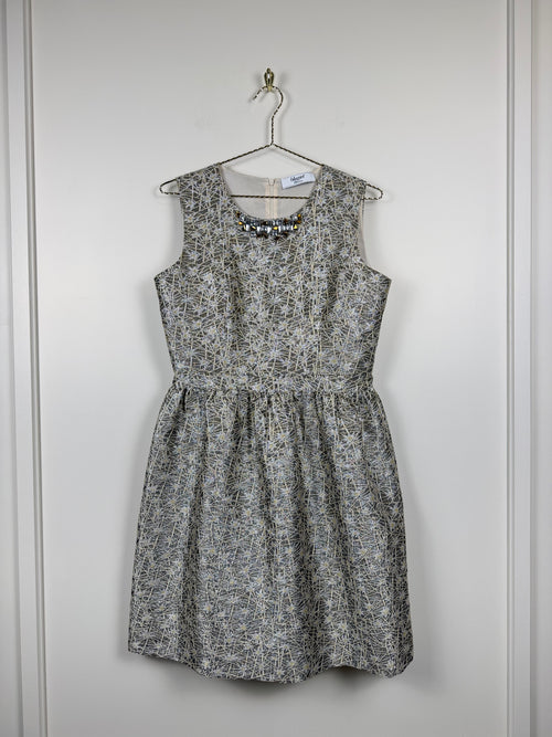 Blugirl Blumarine Kleid mit Schmucksteinen – Silber – Gr. 38 DE
