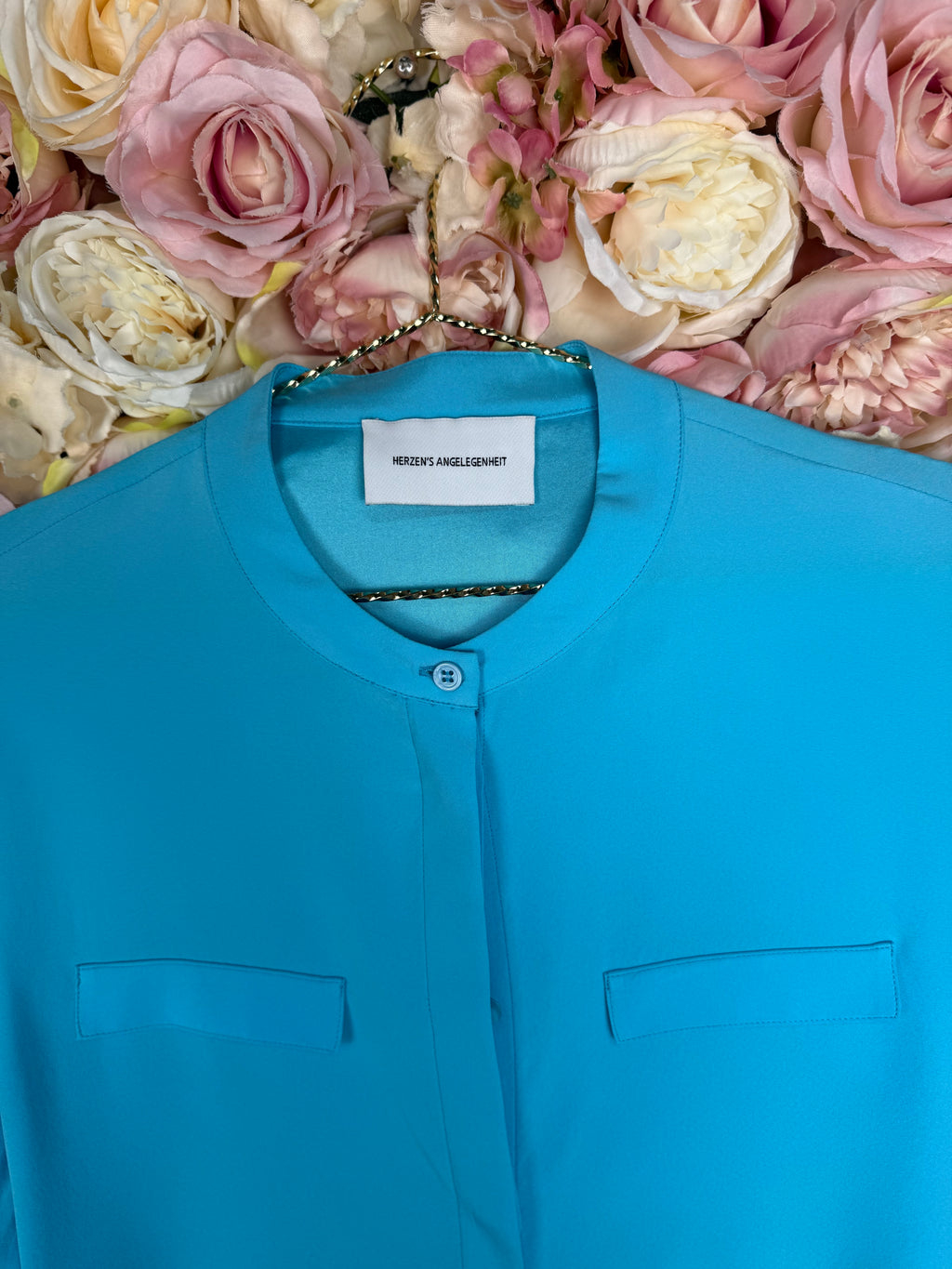 Herzen's Angelegenheit Silk Blouse Light Blue Sz. 36 DE
