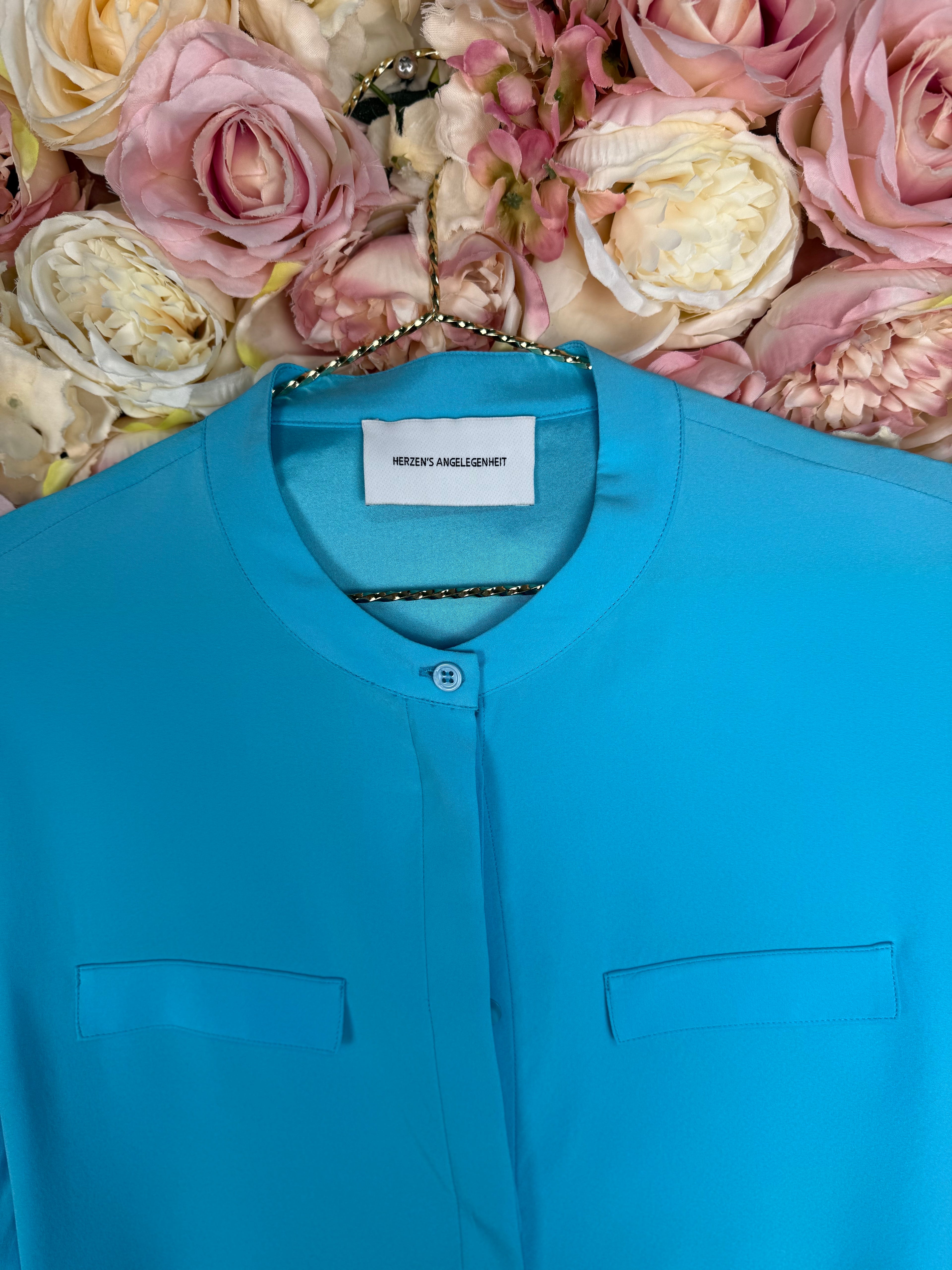 Herzen's Angelegenheit Silk Blouse Light Blue Sz. 36 DE