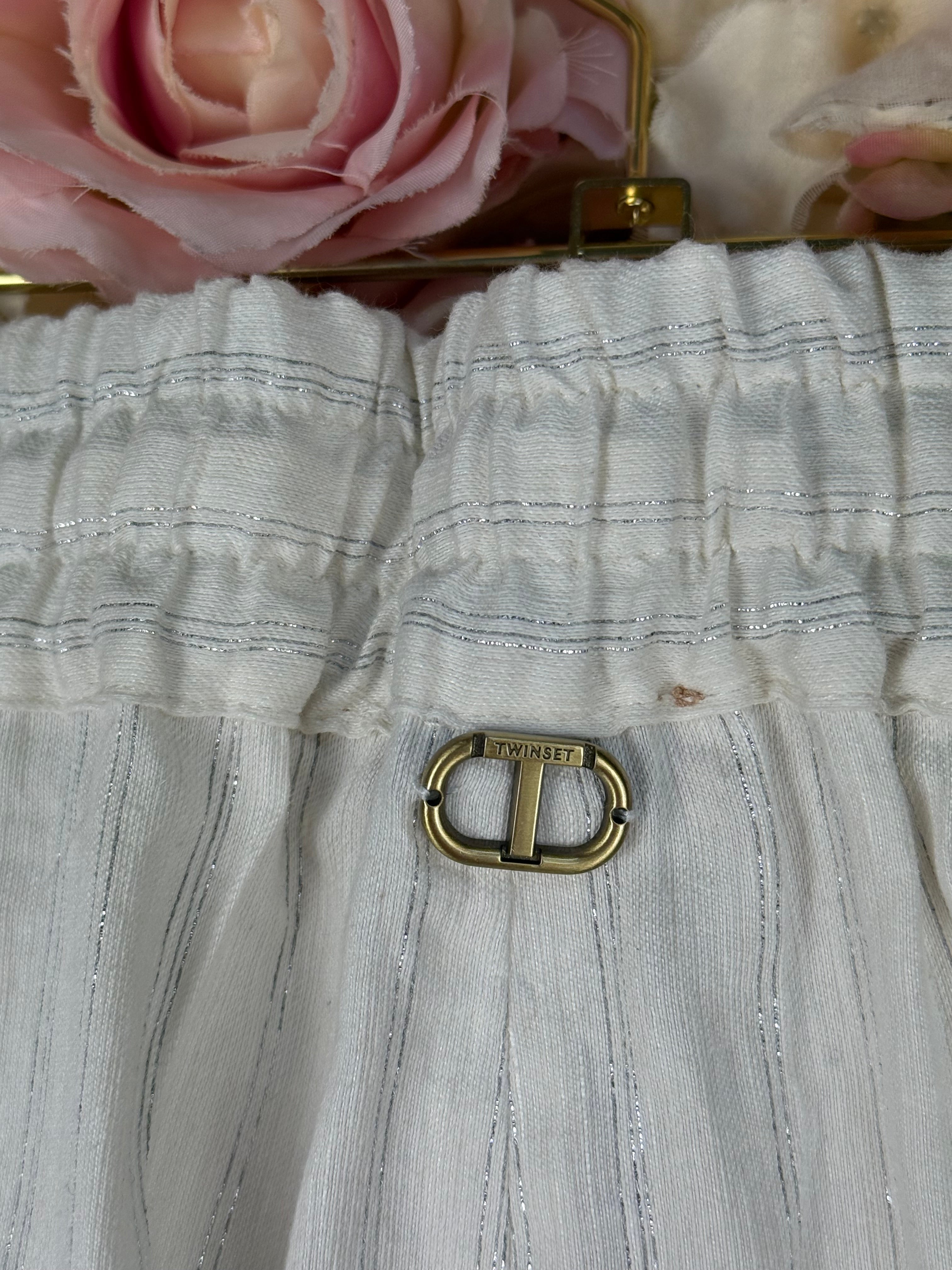 Twinset striped Pants White Silver Sz. 40 DE (44 IT)