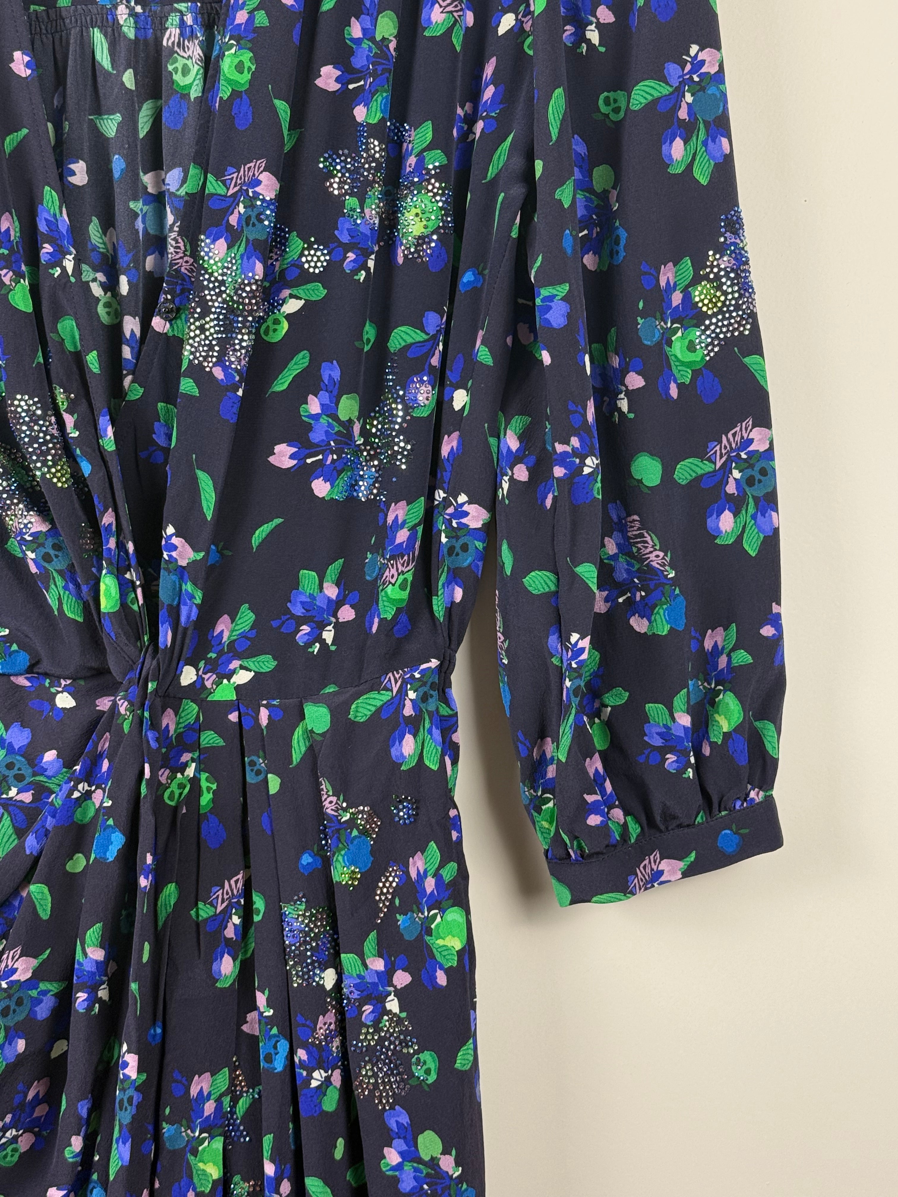 Zadig & Voltaire Kleid mit Blumenprint – Dunkelblau/Multicolor – Gr. XS