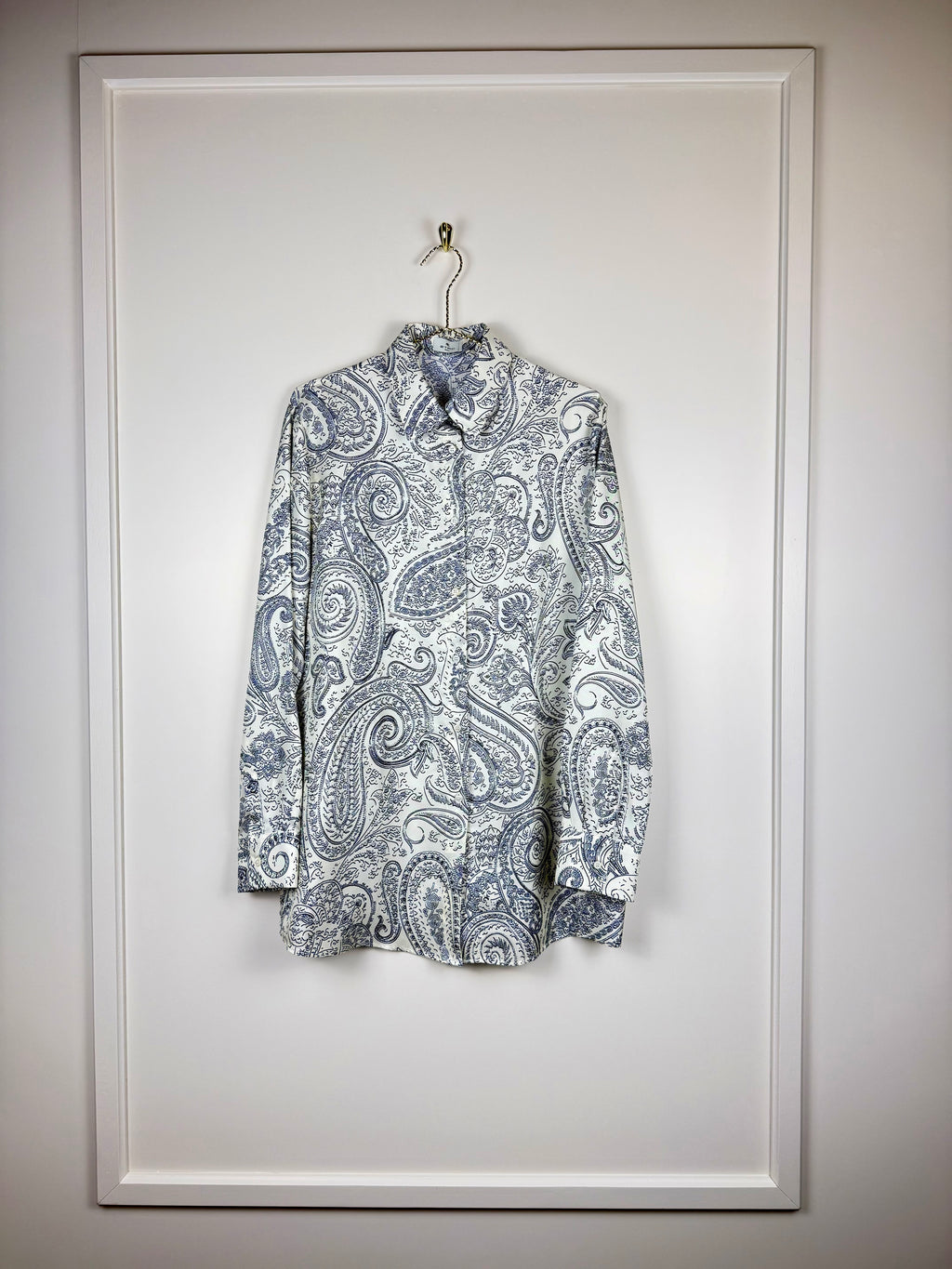 Etro Paisley Silk Blouse White Blue Sz. 40 DE (44 IT)