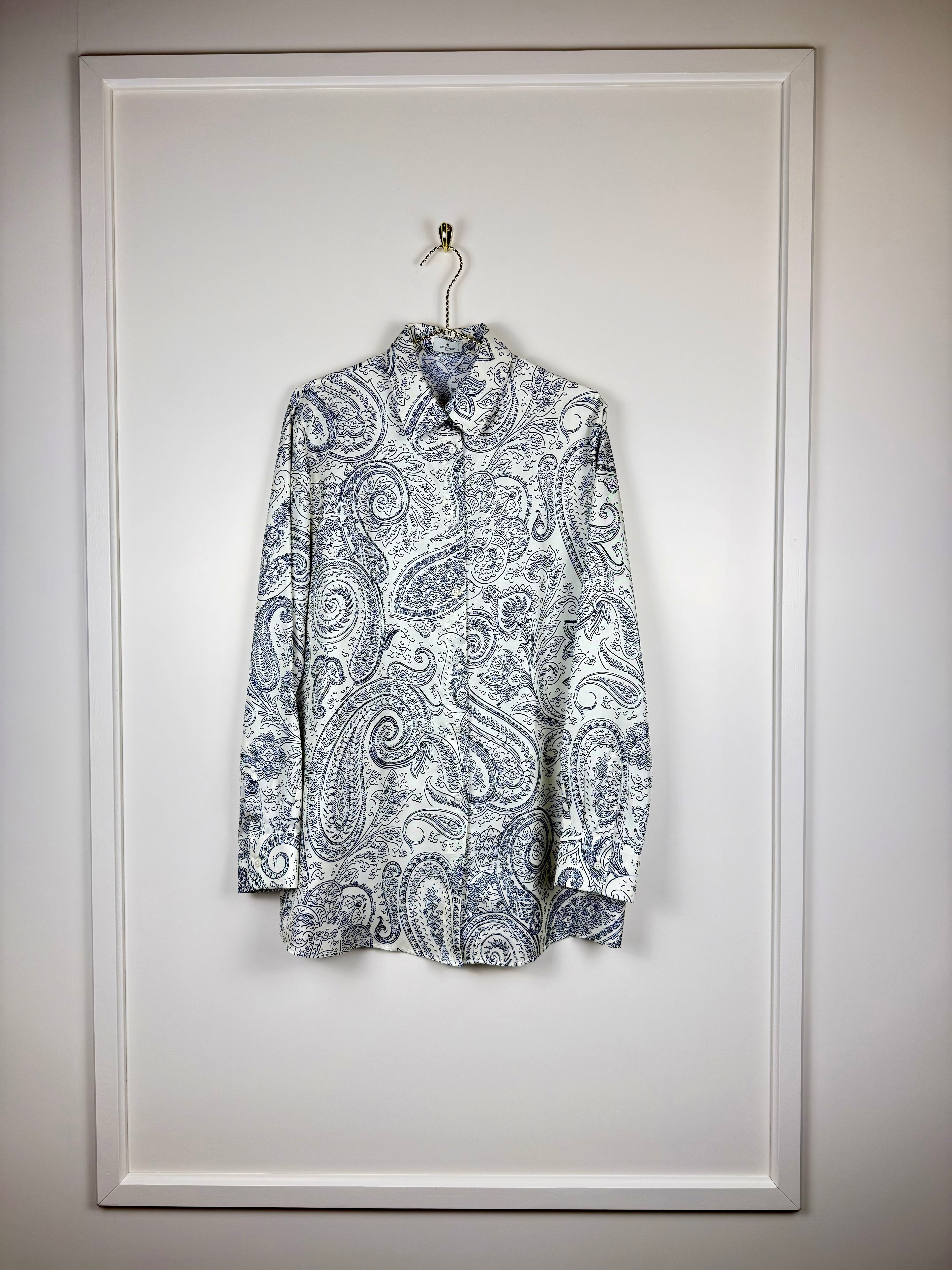 Etro Paisley Silk Blouse White Blue Sz. 40 DE (44 IT)