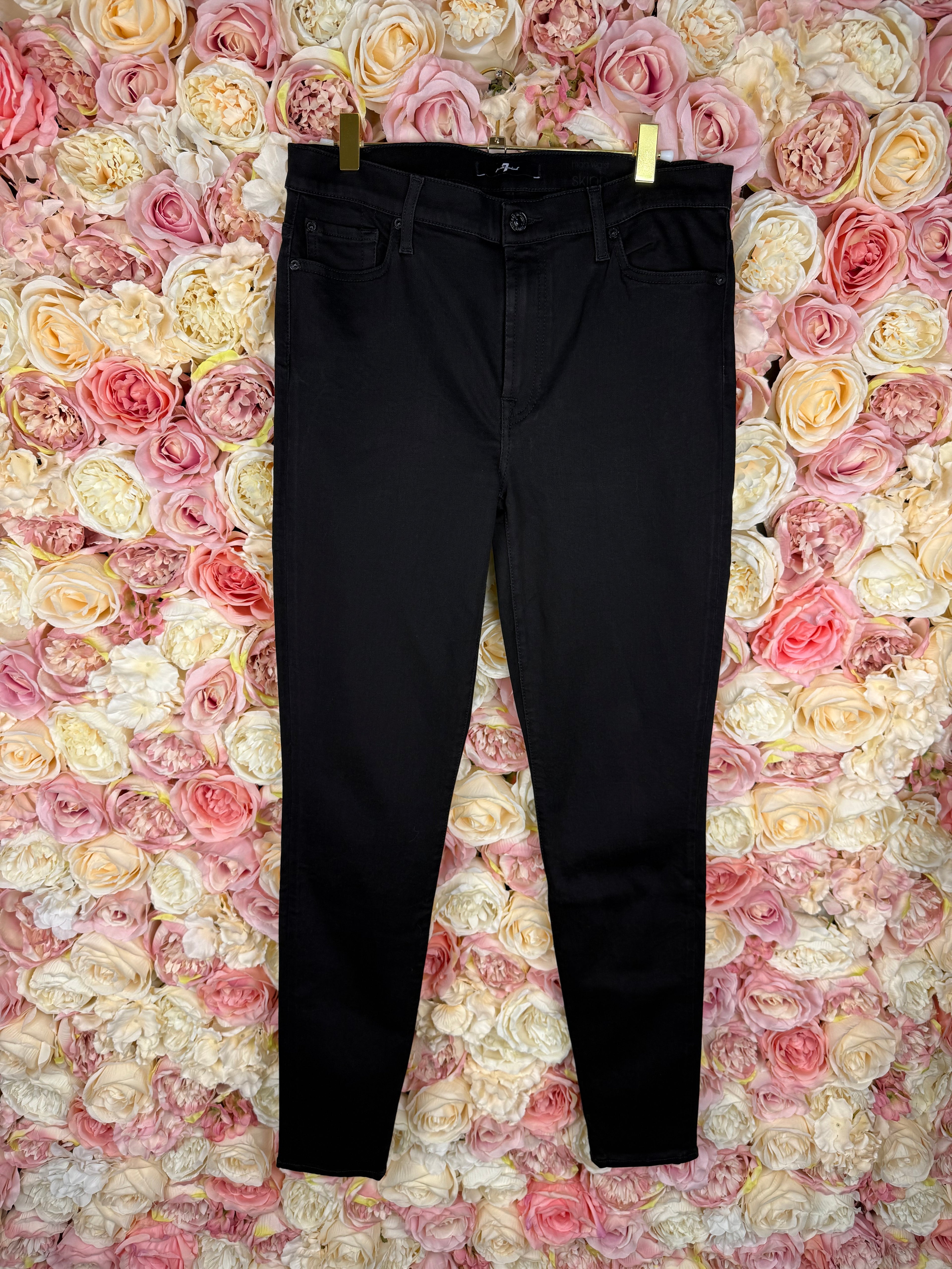 7 for all Mankind "High Waist Skinny" Jeans Black Sz. 32