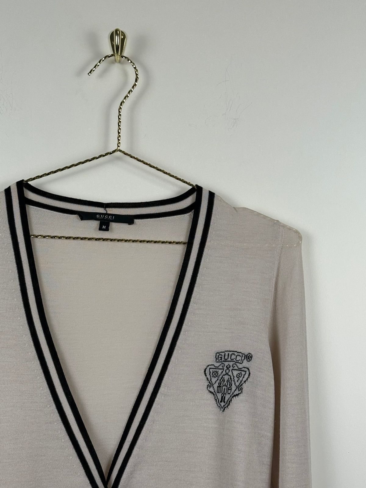 Gucci Vintage Set Top & Cardigan – Beige/Schwarz – Gr. M