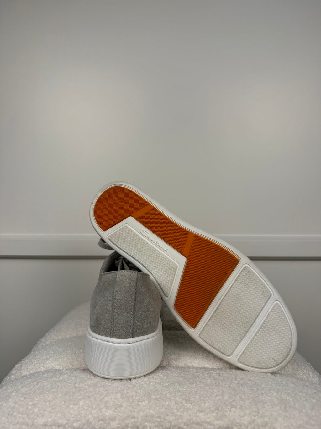Santoni Veloursleder Sneakers – Hellgrau – Gr. 39