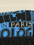 Chanel Schal mit Schriftzug – Blau/Schwarz – Baumwolle/Kaschmir