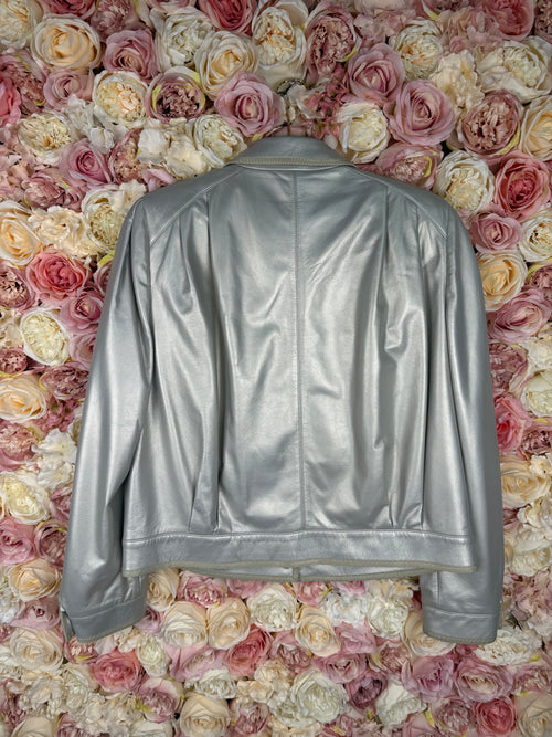 Akris 100 Years Leather Jacket Metallic Sz. 40 DE