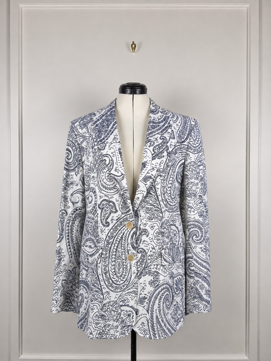 Etro Blazer Paisley Print White Dark Blue Sz. 38 DE & 34 DE