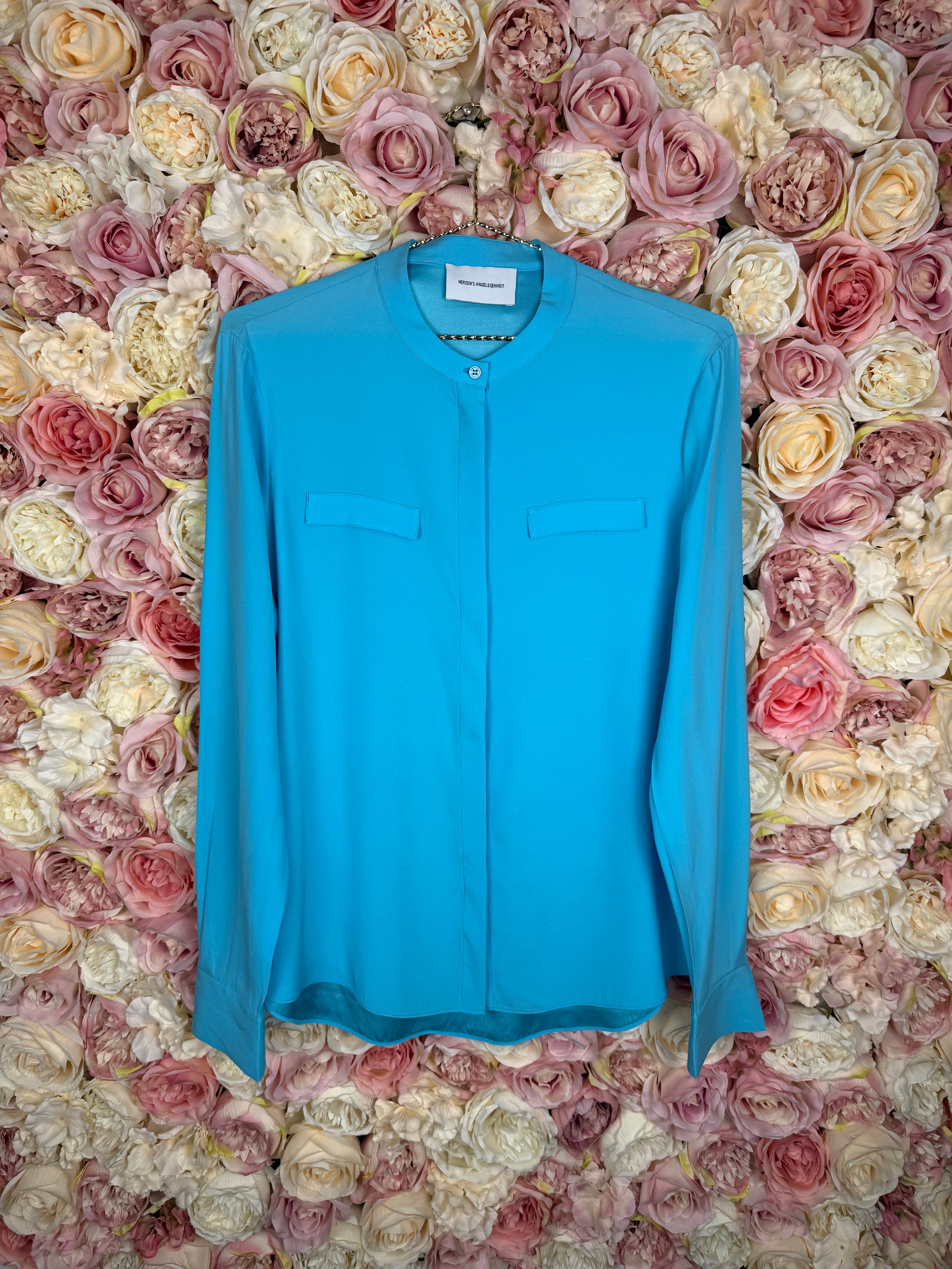 Herzen's Angelegenheit Silk Blouse Light Blue Sz. 36 DE