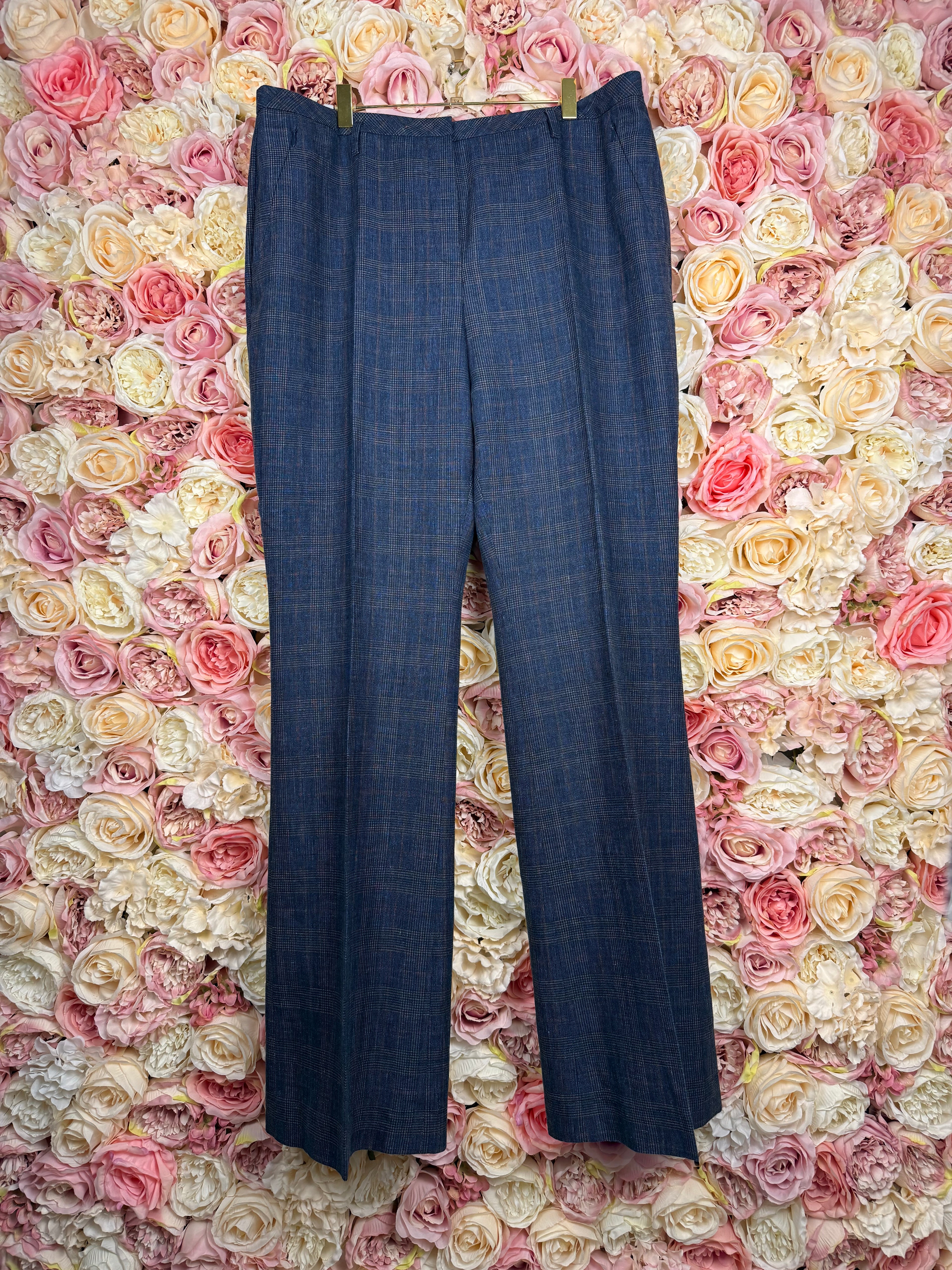 Akris Classic Pants with Check Pattern Blue
