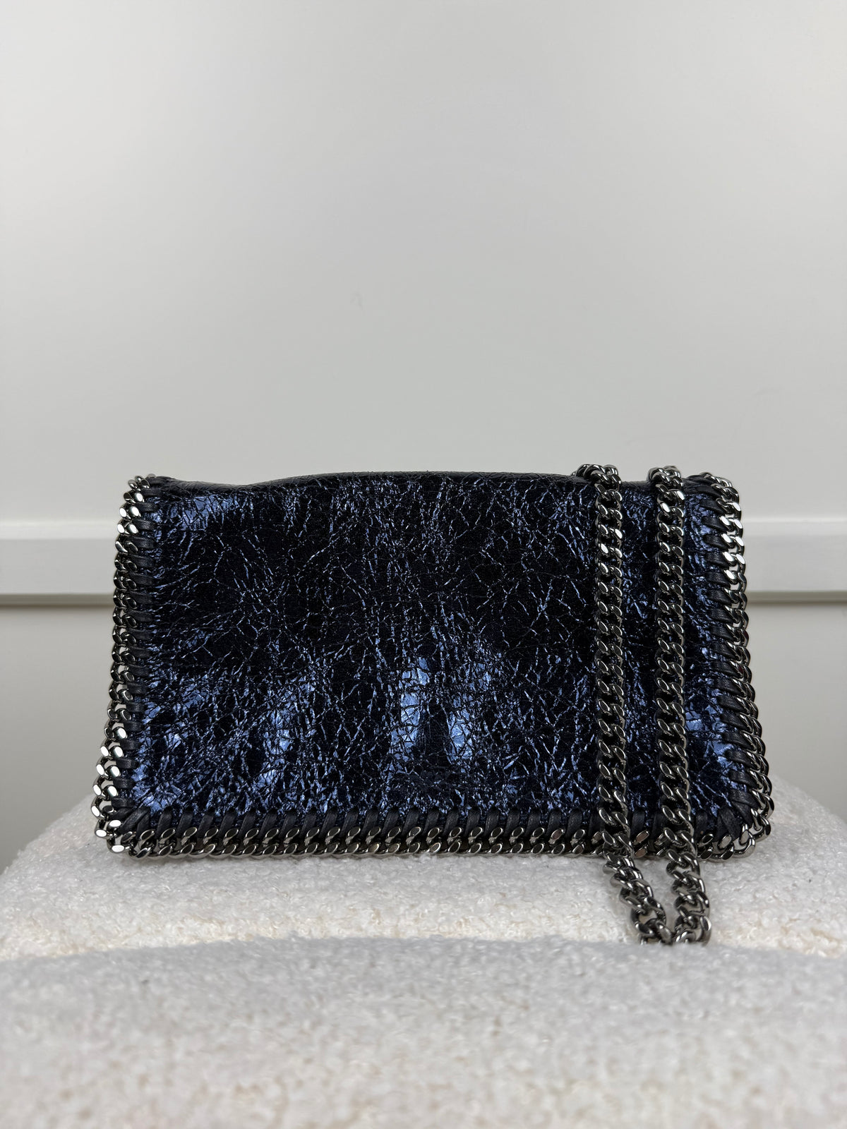 Stella McCartney Falabella Tasche Klein – Dunkelblau/Silber