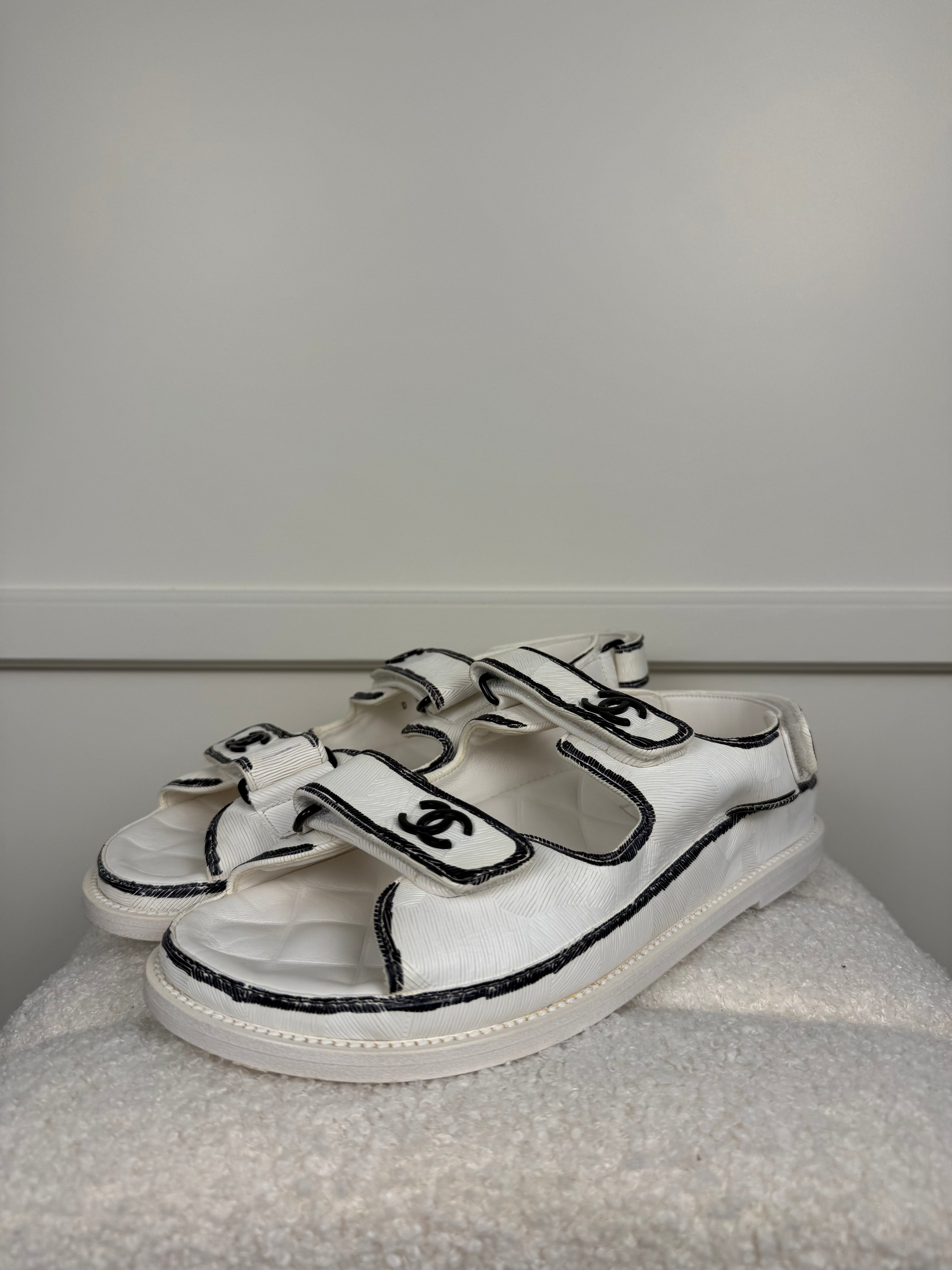 Chanel Dad Sandals White Black