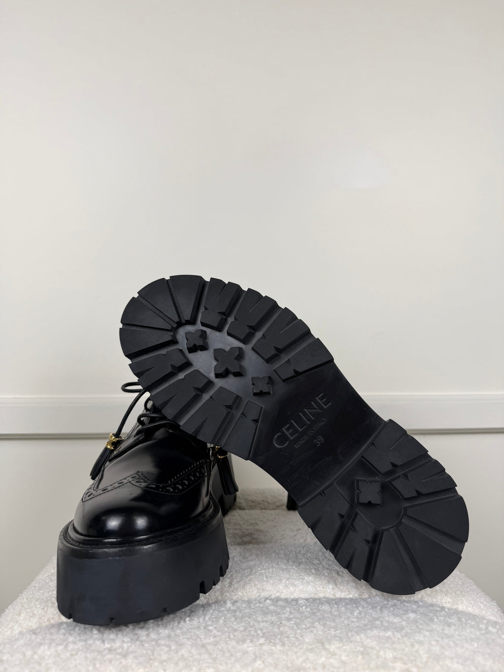 Celine Bulky Brogue Derby Schuhe – Schwarz – Gr. 39 EU