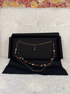 Chanel Faux Pearls Necklace Orange Multi