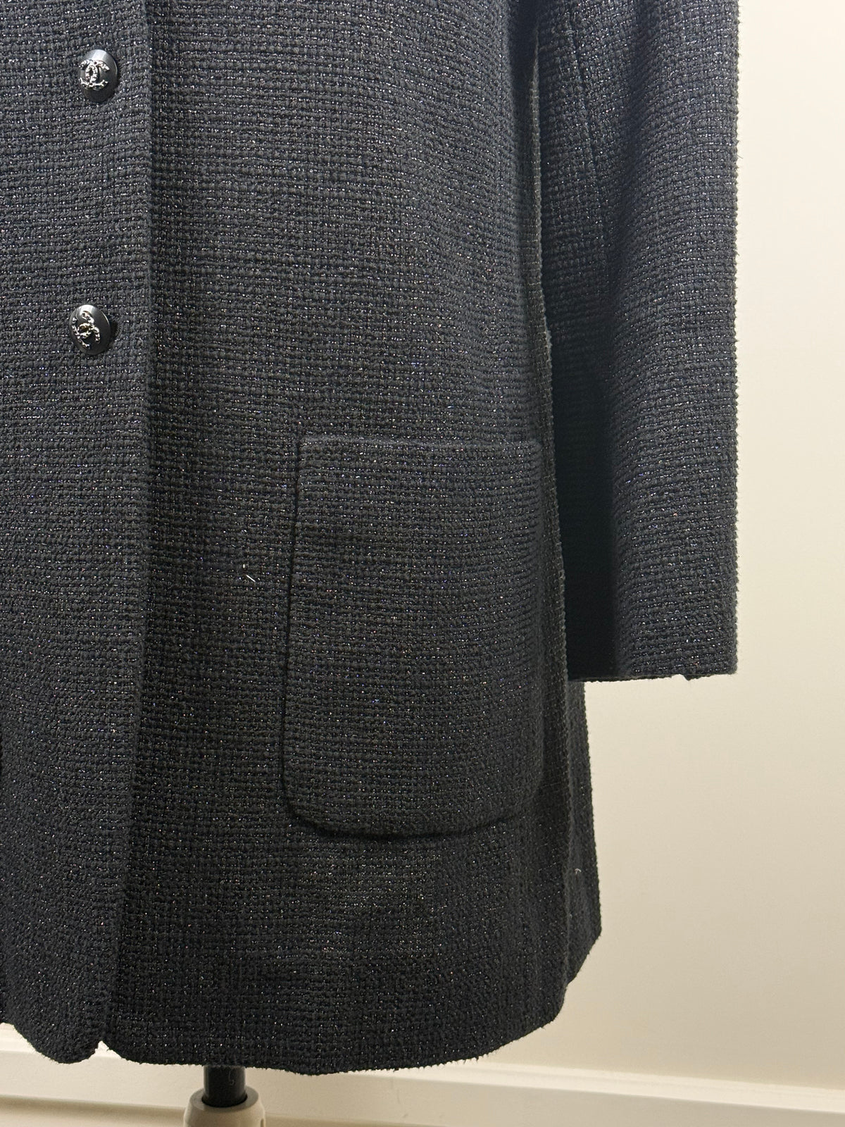 Chanel 21C Tweed Mantel – Schwarz – Gr. 42 DE (44 FR)