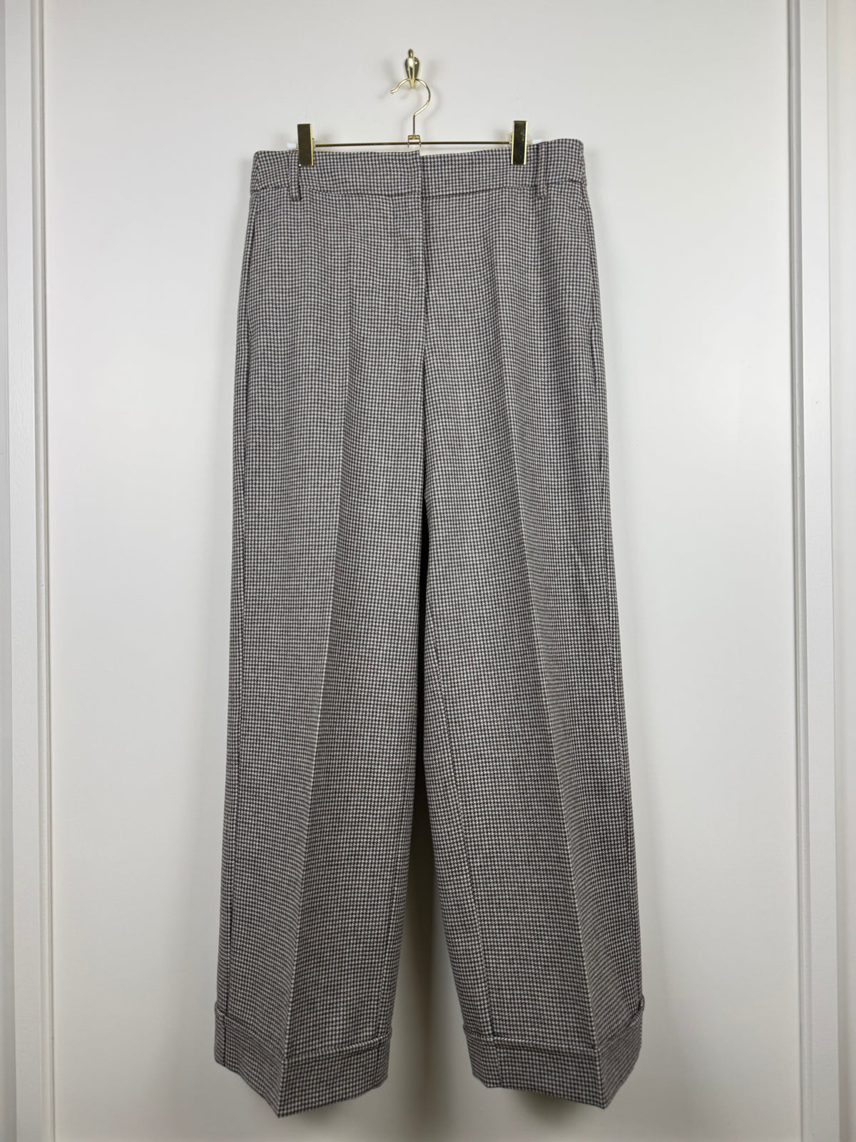 'S Max Mara Hahnentritt-Hose – Braun/Mehrfarbig – Gr. 40 DE