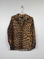 Jadicted Seidenbluse mit Leo-Muster – Braun/Schwarz – Gr. S