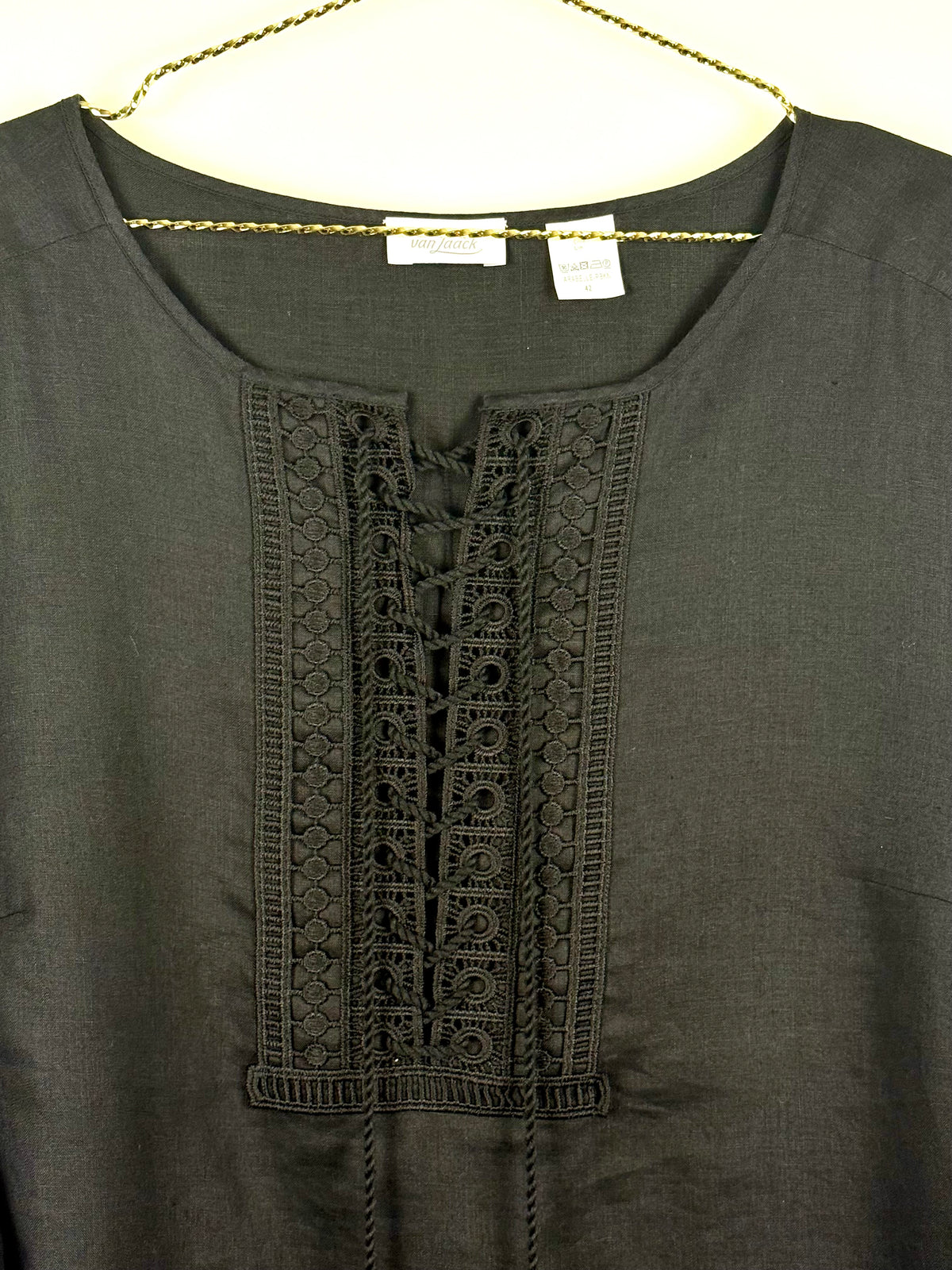 Van Laack Linen Blouse Black Sz. 42 DE