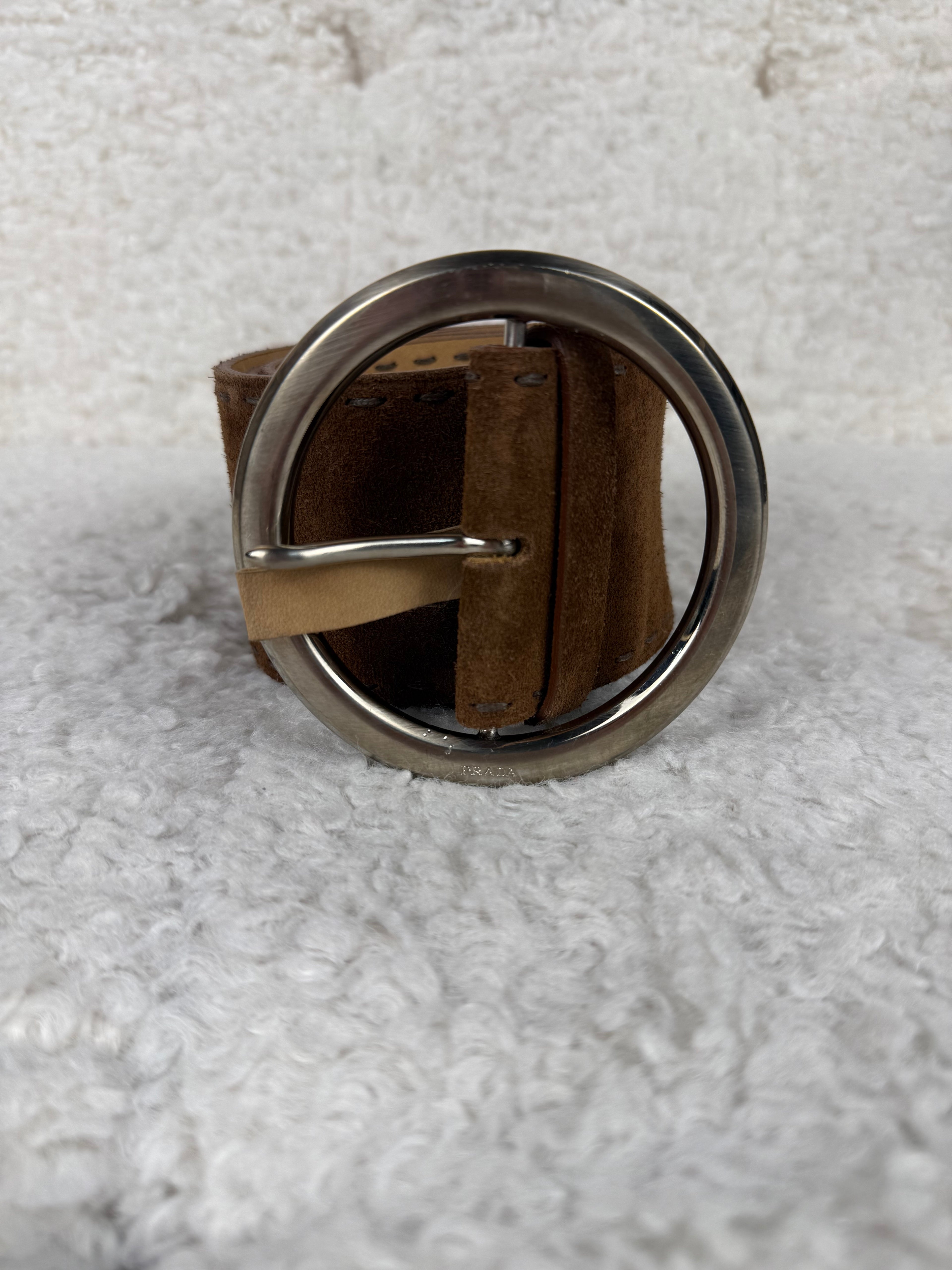 Prada Velour Belt Brown Sz. 90
