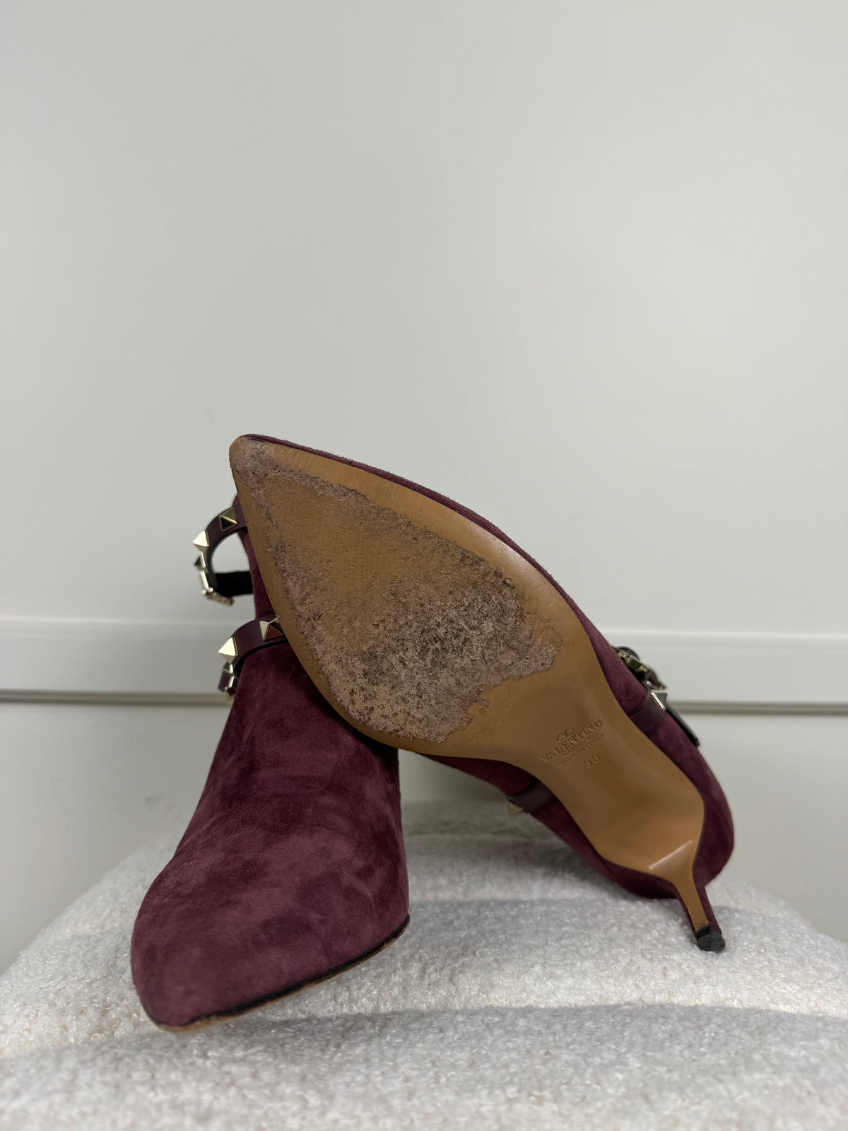 Valentino Boots aus Velours Leder – Aubergine – Gr. 37.5 EU