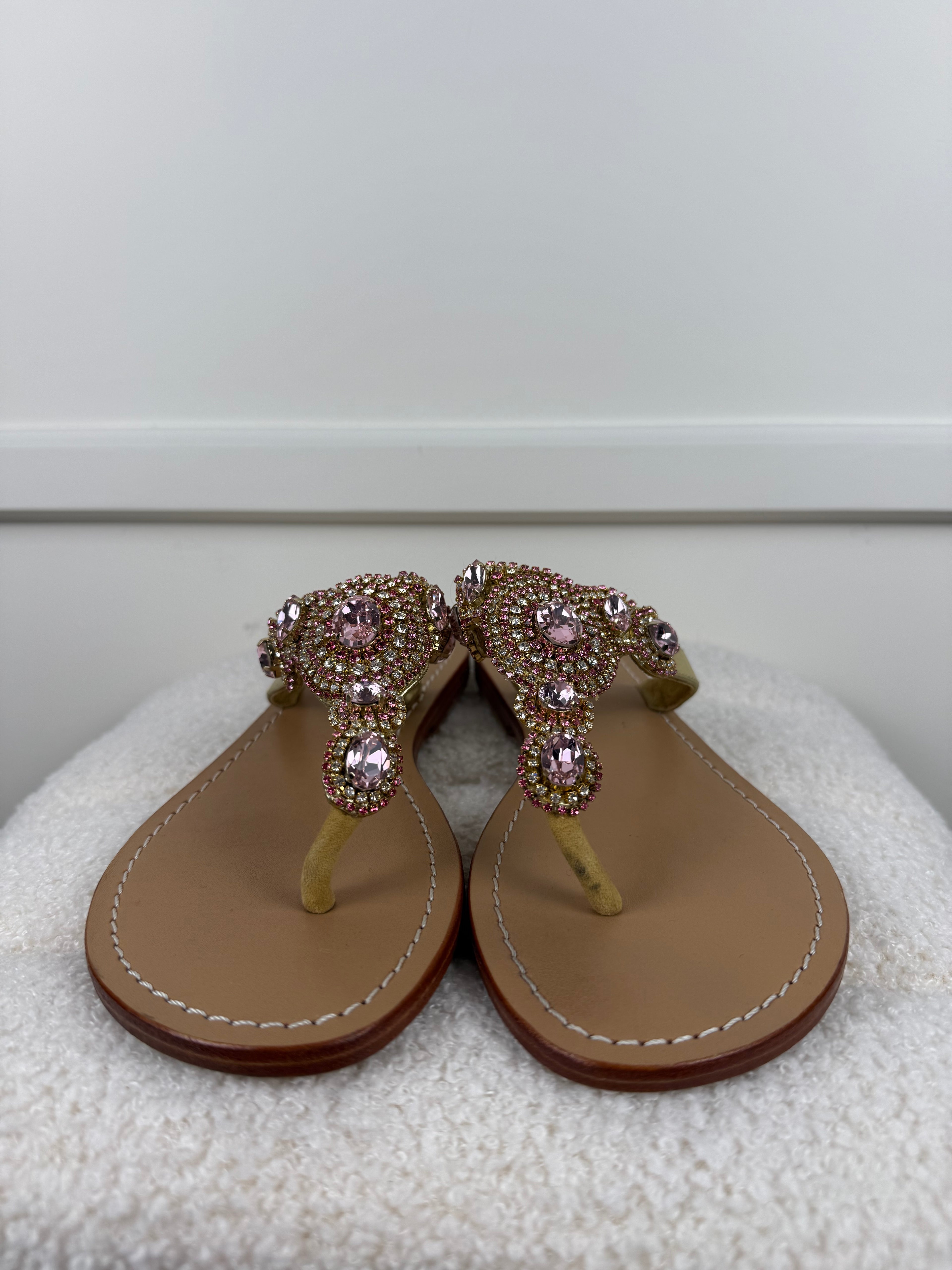 Mystique Sandalen mit Kristallverzierung – Rosa – Gr. 37 EU (US 6)