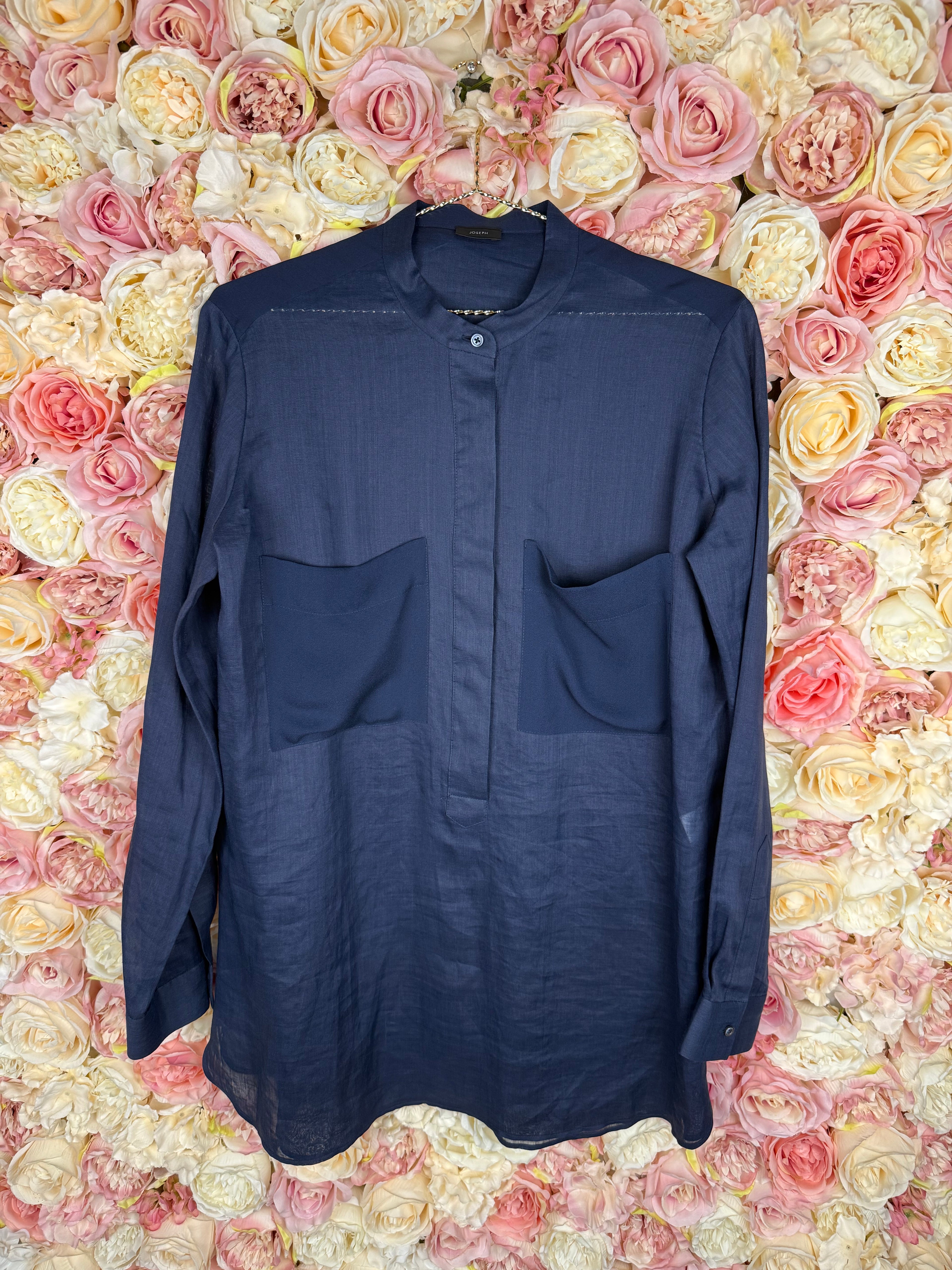 Joseph Ramie Silk Blouse Blue Sz. 40 DE (42 FR)