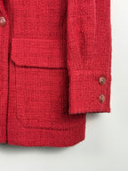 Chanel Tweed-Blazer mit Kamelien-Brosche – Rot – Gr. 38 DE (40 FR) – 2022